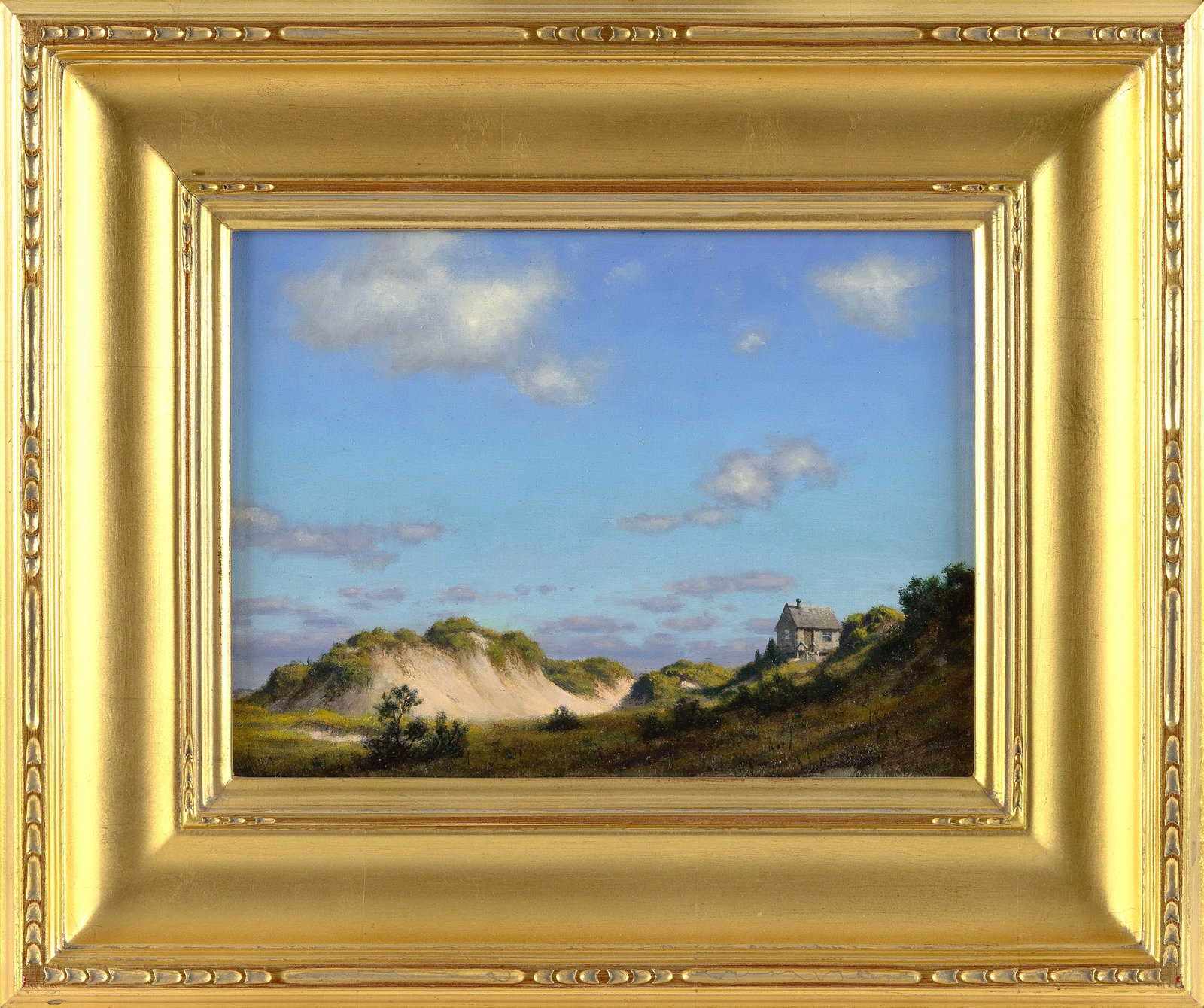 JOSEPH MCGURL (Massachusetts, 1958-), Dune shack., Oil on linen panel, 9" x 12". Framed 16" x 19". (1 of 2)