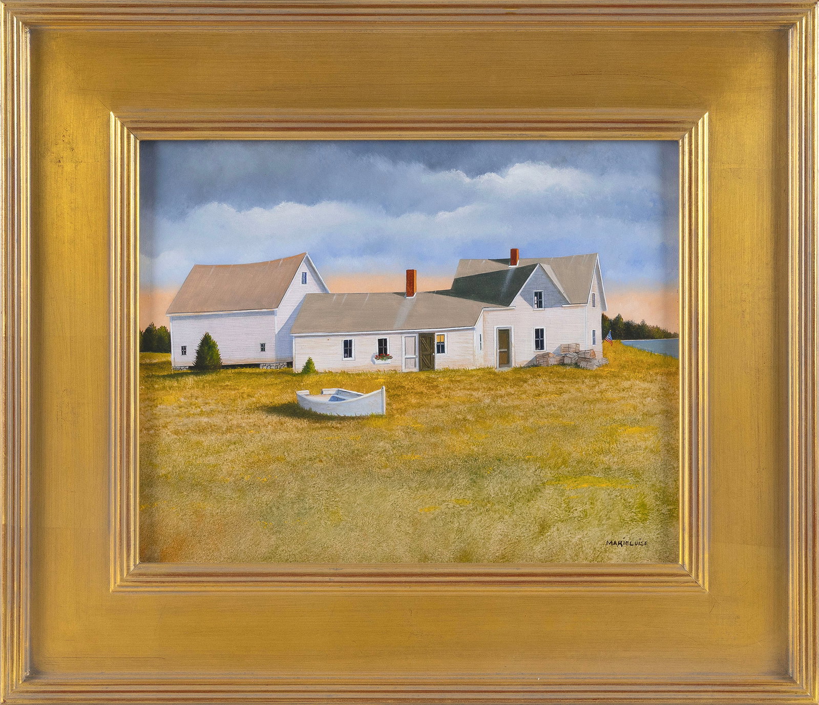 MARIELUISE HUTCHINSON (Massachusetts/Maine, 1947-), "Time Travel"., Oil on panel, 11" x 14". Framed (1 of 2)