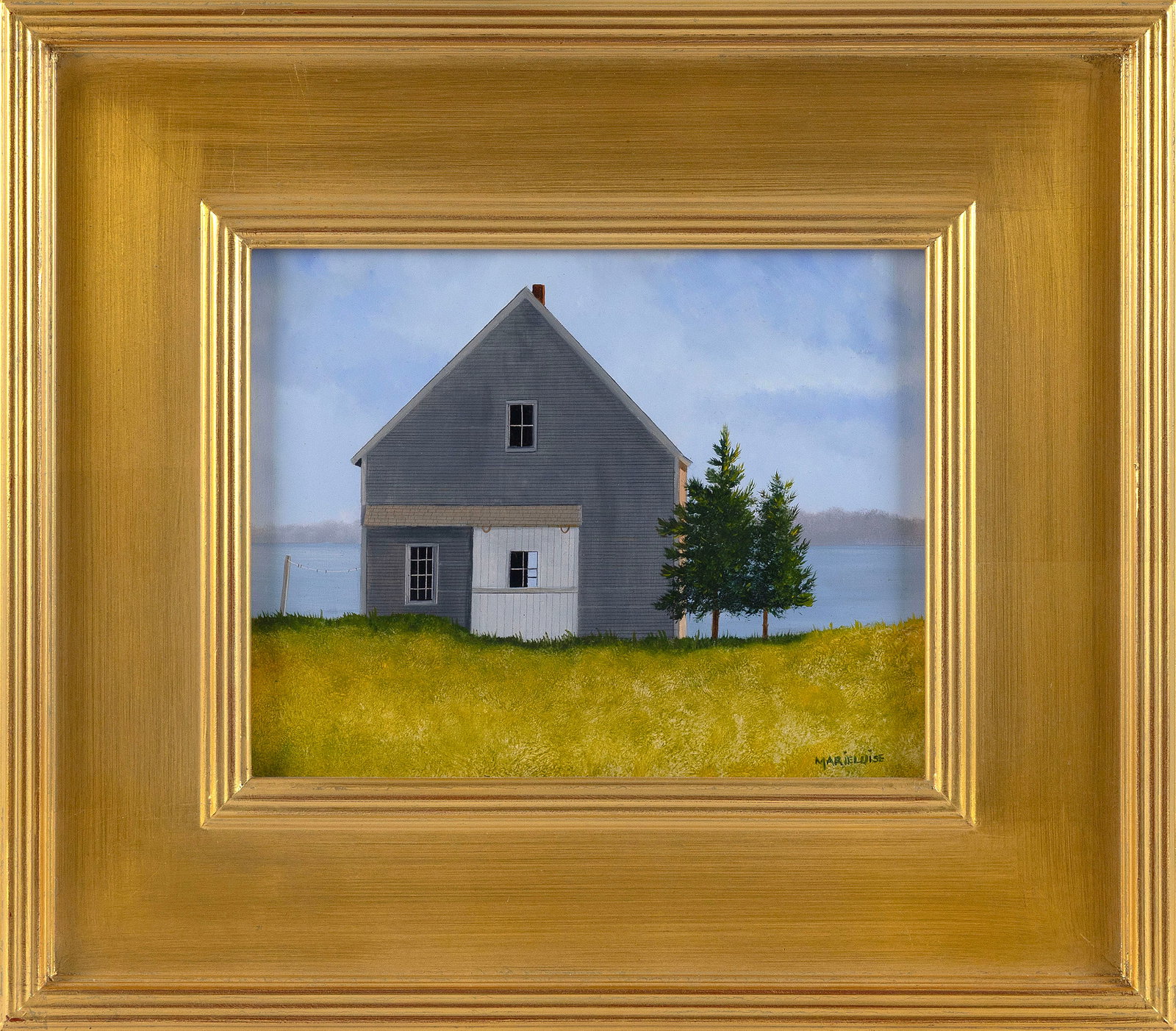 MARIELUISE HUTCHINSON (Massachusetts/Maine, 1947-), "Lifting Fog"., Oil on board, 8" x 10". Framed (1 of 2)