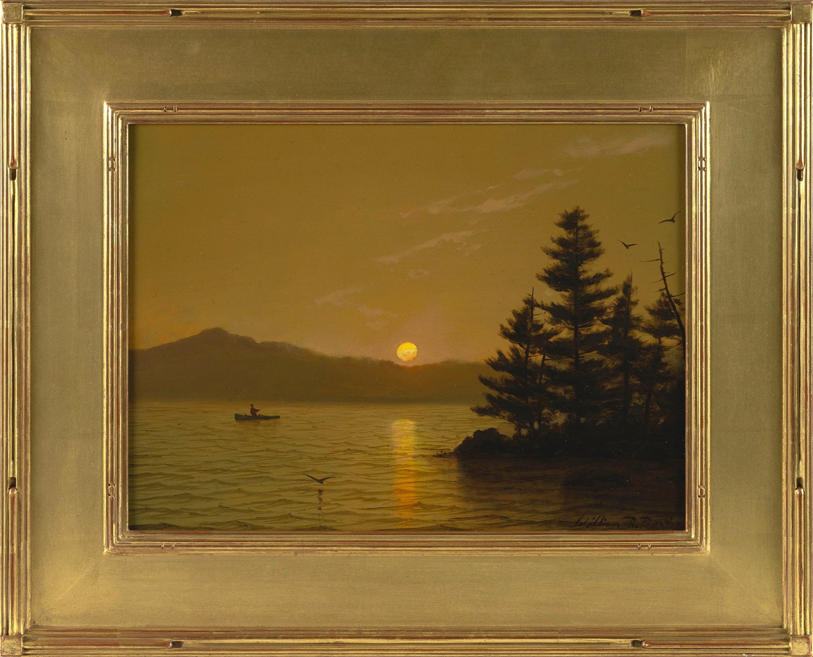 WILLIAM R. DAVIS (Massachusetts, 1952-), "Late Afternoon Fishing"., Oil on panel, 12" x 16". Framed (1 of 2)