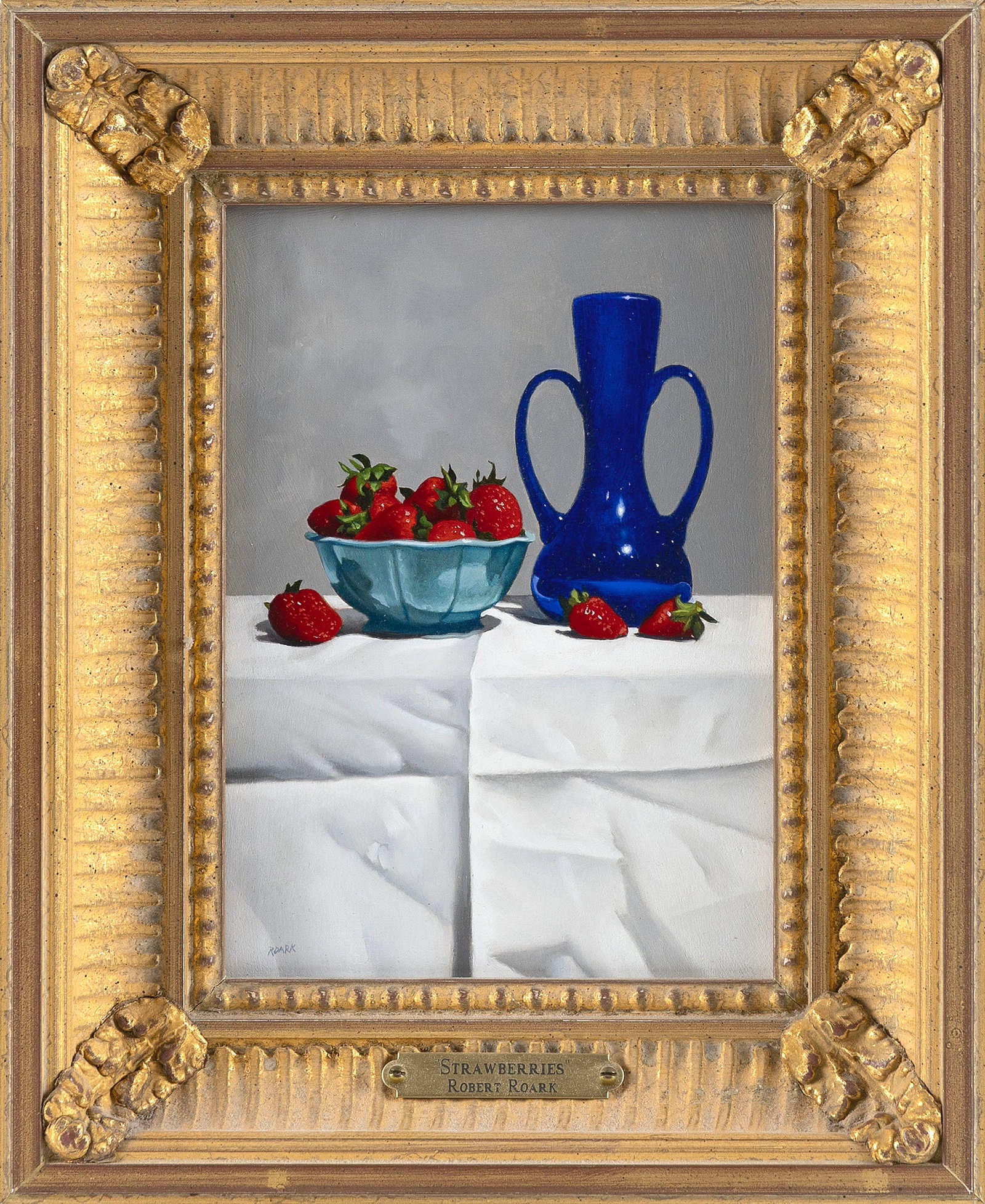 ROBERT K. ROARK (Massachusetts/New York, 1944-2026), "Strawberries"., Oil on panel, 7" x 5". Framed (1 of 2)