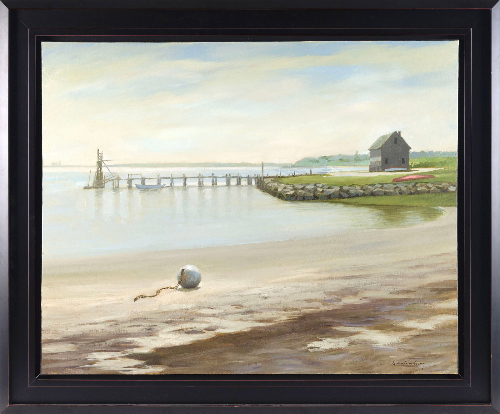 PAUL SCHULENBURG (Massachusetts, 1957-), "Stage Harbor, Chatham"., Oil on canvas, 24" x 30". Framed: PAUL SCHULENBURG Massachusetts, 1957- "Stage Harbor, Chatham". Signed lower right "Schulenburg". Titled on label verso. Oil on canvas, 24" x 30". Framed 30" x 36". Notes: Paul Schulenburg attended Bos