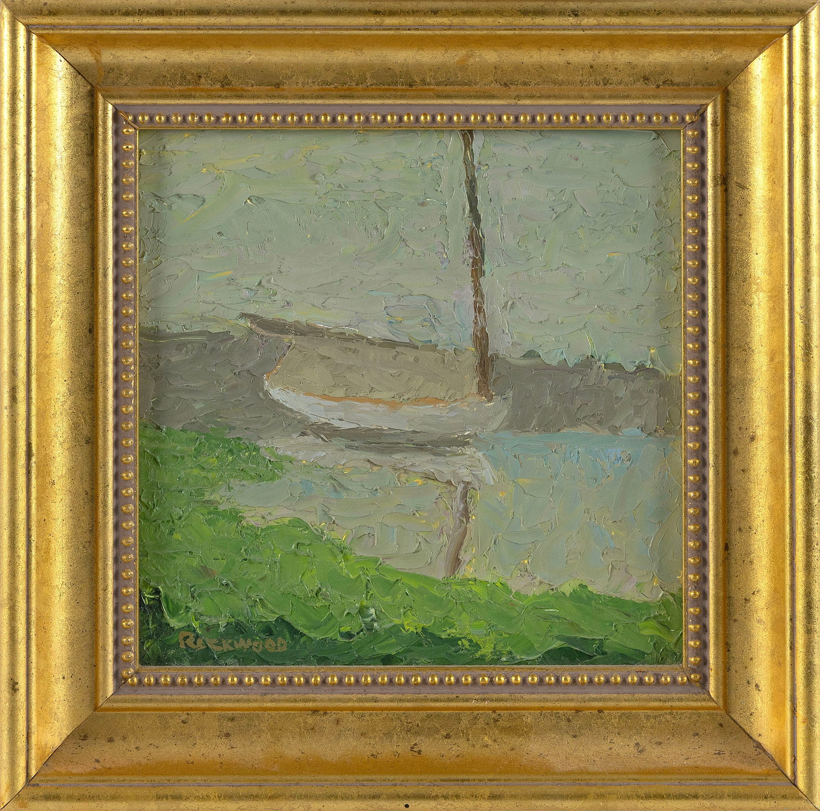 TERRY ROCKWOOD (Massachusetts, Contemporary), Sailboat., Oil on board, 8" x 8". Framed 11.5" x (1 of 2)