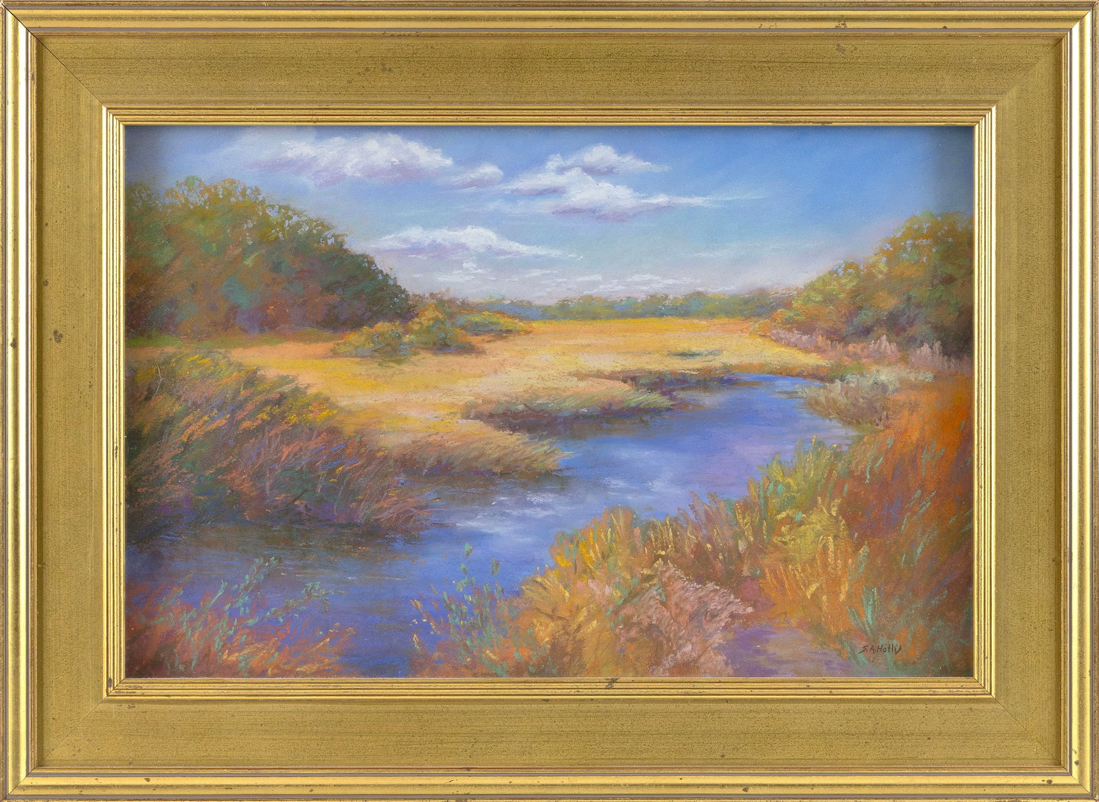 SUSAN A. HOLLIS (Massachusetts/Maine, Contemporary), "Truro Glory"., Pastel, 12" x 20". Framed 18" x (1 of 2)