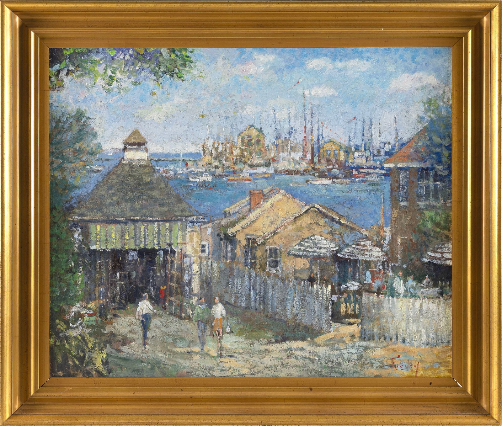 LORETTA FEENEY (Massachusetts, 1961-), "Distant Fleet"., Oil on canvas, 25" x 30". Framed 31" x 36". (1 of 2)