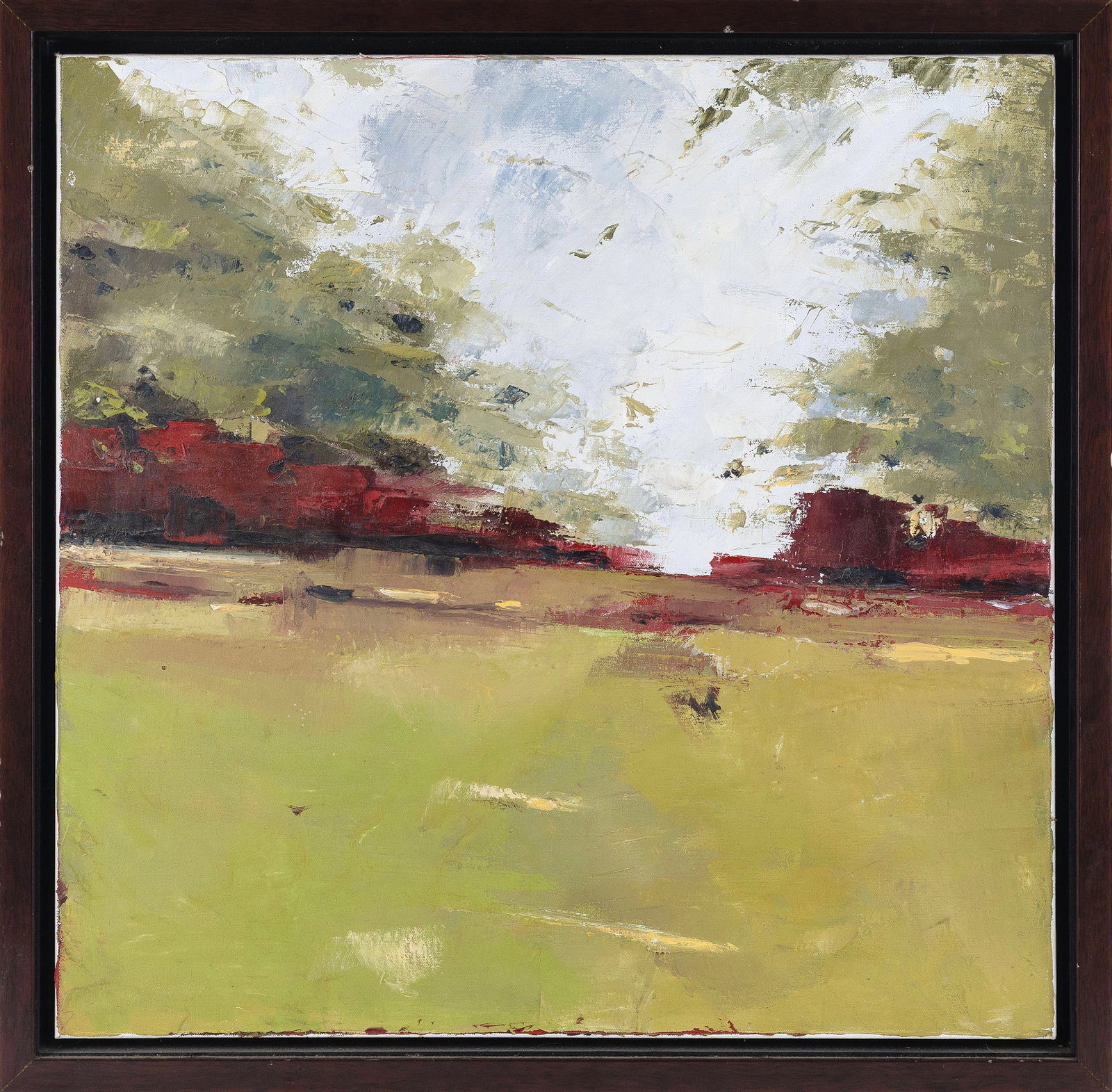 JOERG DRESSLER (Germany/Massachusetts, 1964-), "In the Backyard"., Oil on canvas, 24" x 24". Framed (1 of 2)