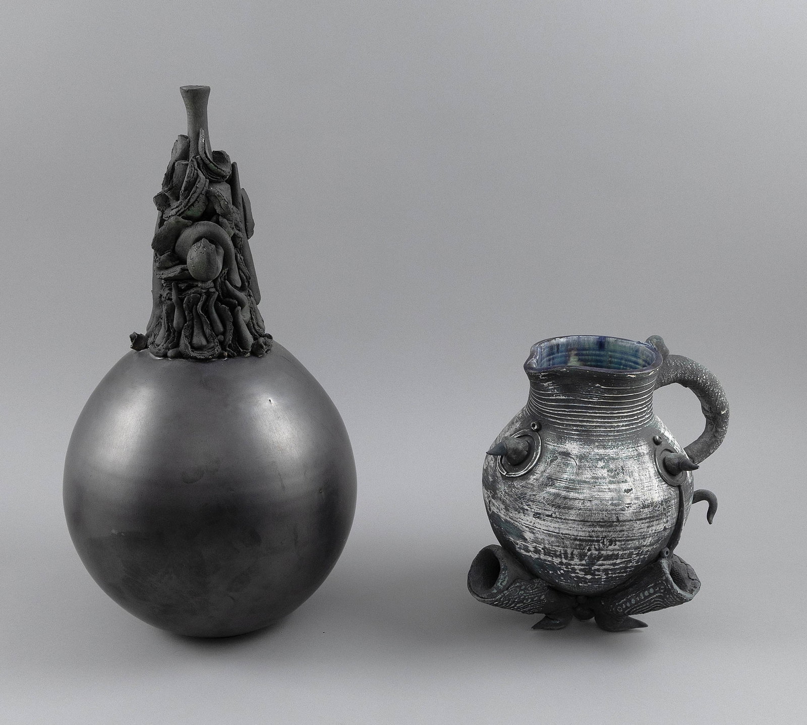 VARTAN POGHOSIAN (Armenia/America, Contemporary), Two "Substrata Series" ceramic vessels:, Heights (1 of 4)