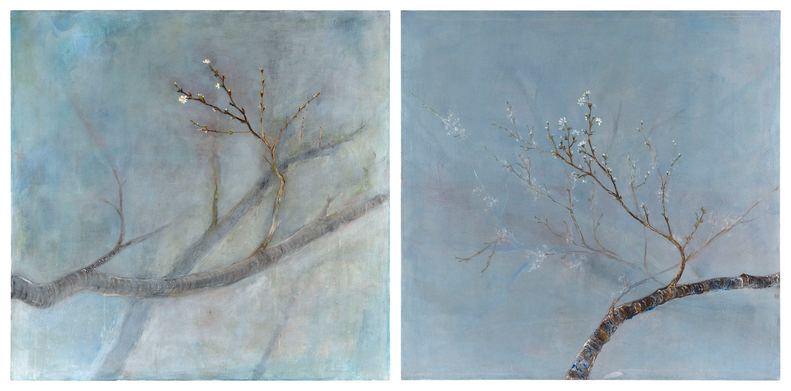 LEO AVA DE CHIRAK (France, Contemporary), Diptych "En Attendant La Paix" I and II., Oil, acrylic and: LEO AVA DE CHIRAK France, Contemporary Diptych "En Attendant La Paix" I and II. Both signed "Leo Ava de Chirak", titled and dated "24/02/23" verso. Oil, acrylic and pastel on canvas, 39" x 39". Unfram