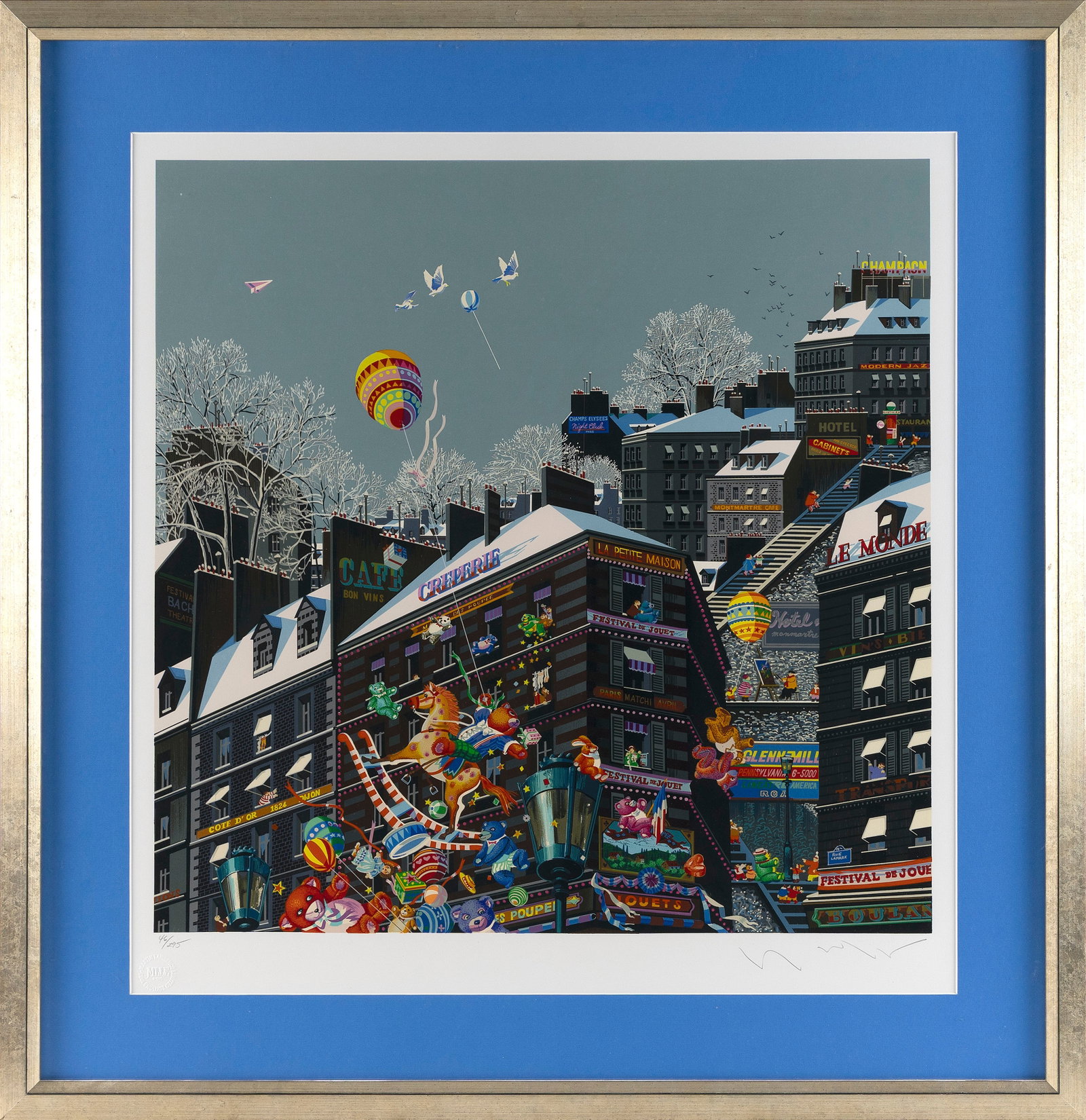 HIRO YAMAGATA (California/Japan, 1948-), "Toys", 1985., Color screenprint, 24" x 24". Framed 34.75" (1 of 2)