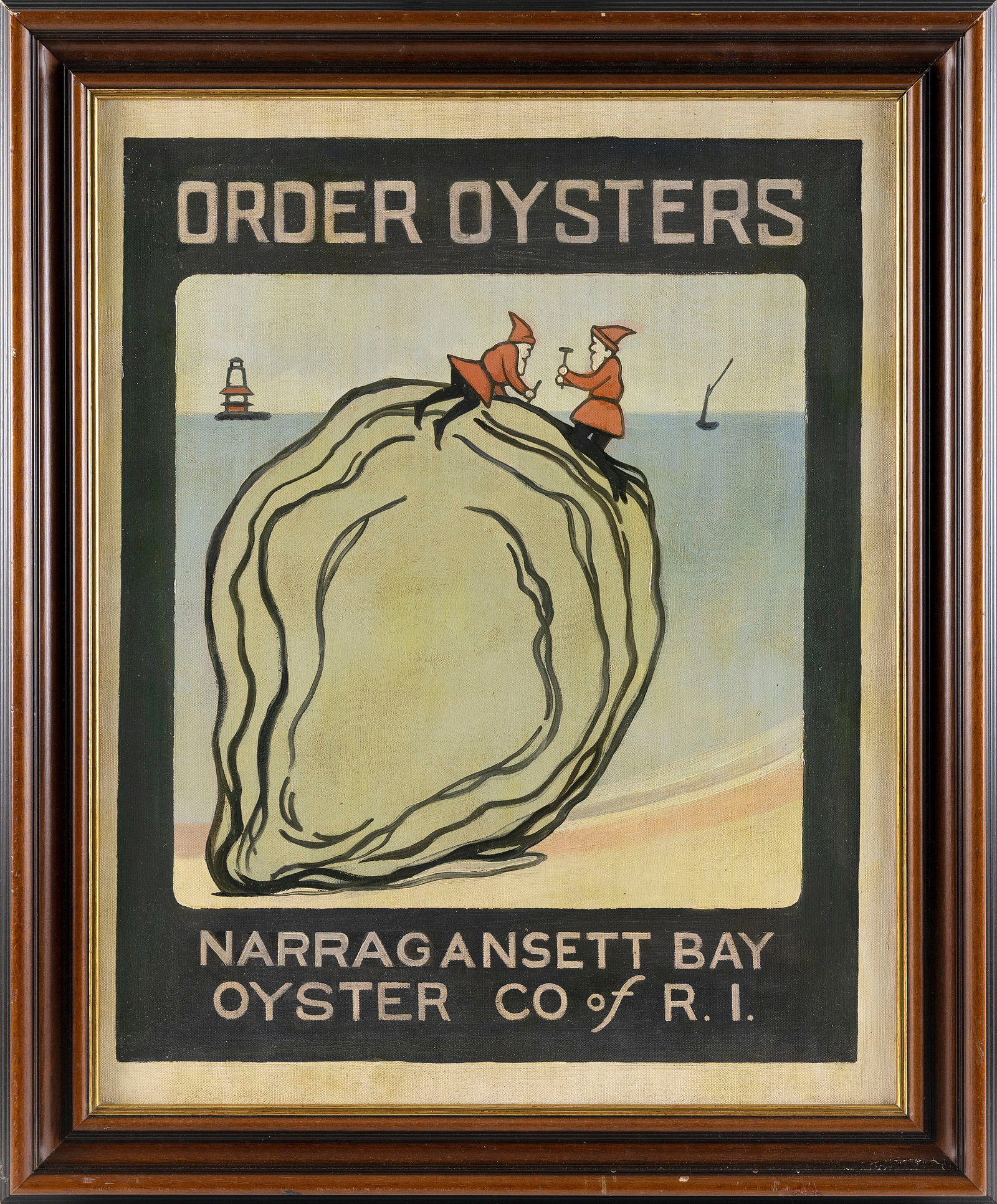 CHARMING OYSTER-THEMED PAINTING Contemporary Oil on canvas, 22" x 18". Framed 26" x 21.5". (1 of 2)
