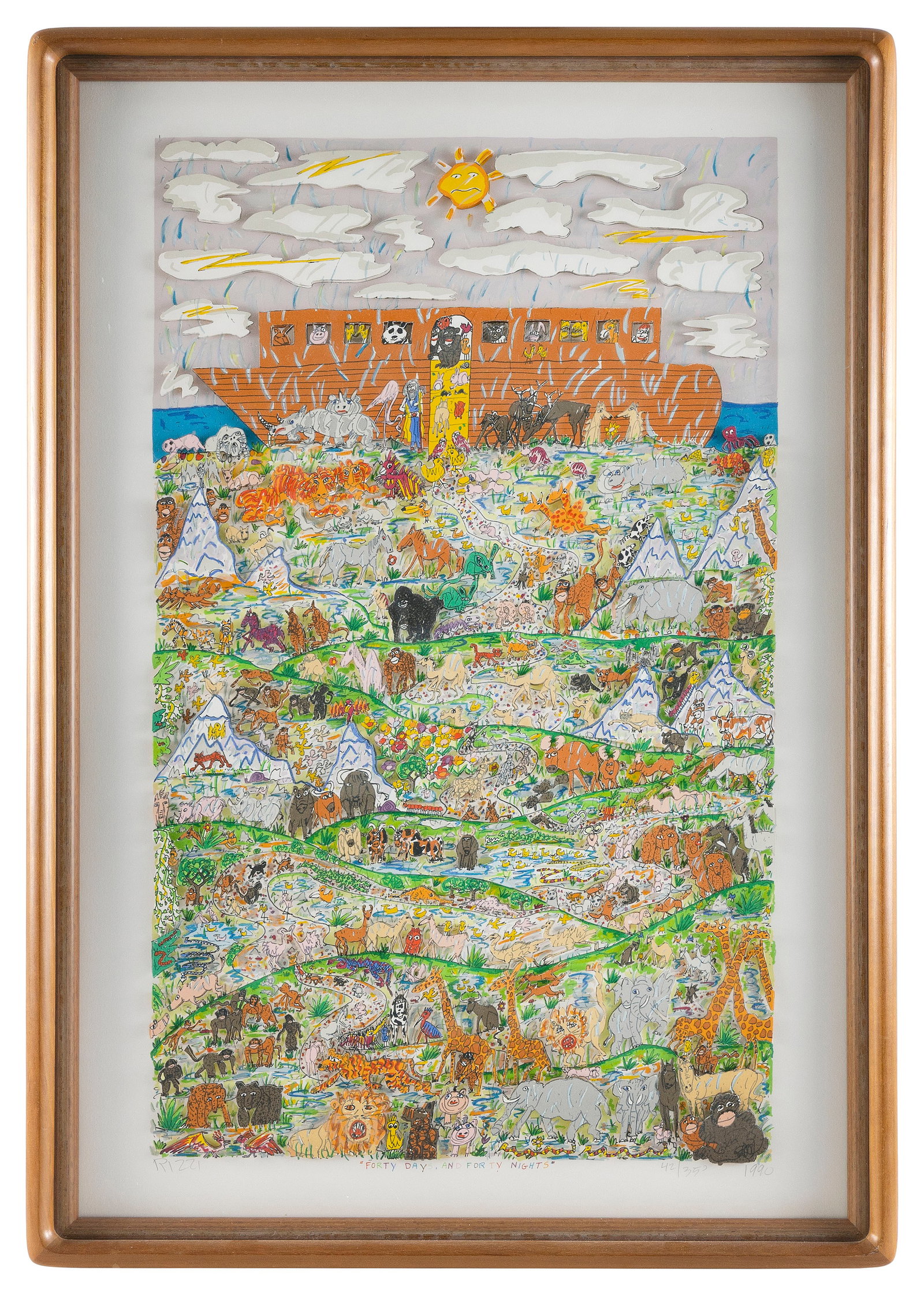 JAMES RIZZI (New York, 1950-2011), "Forty Days and Forty Nights", 1999., Handcut 3-D color (1 of 2)