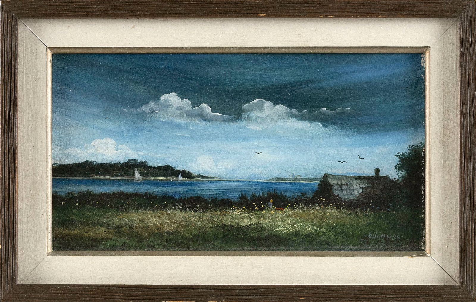 ELLIOT ORR (Massachusetts/Florida, 1904-1997), "Stage Harbor, Chatham"., Oil on masonite, 6" x 11". (1 of 2)