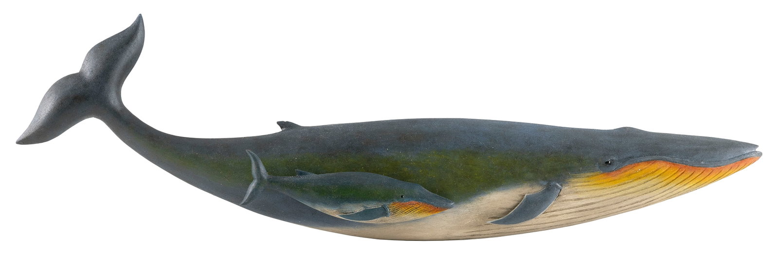 BRIAN MITCHELL CARVED AND PAINTED BLUE WHALE WITH CALF PLAQUE Boone, North Carolina, Contemporary (1 of 1)