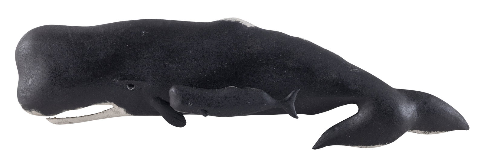 ROGER MITCHELL CARVED AND PAINTED SPERM WHALE AND CALF PLAQUE Massachusetts, Contemporary Height 7". (1 of 1)