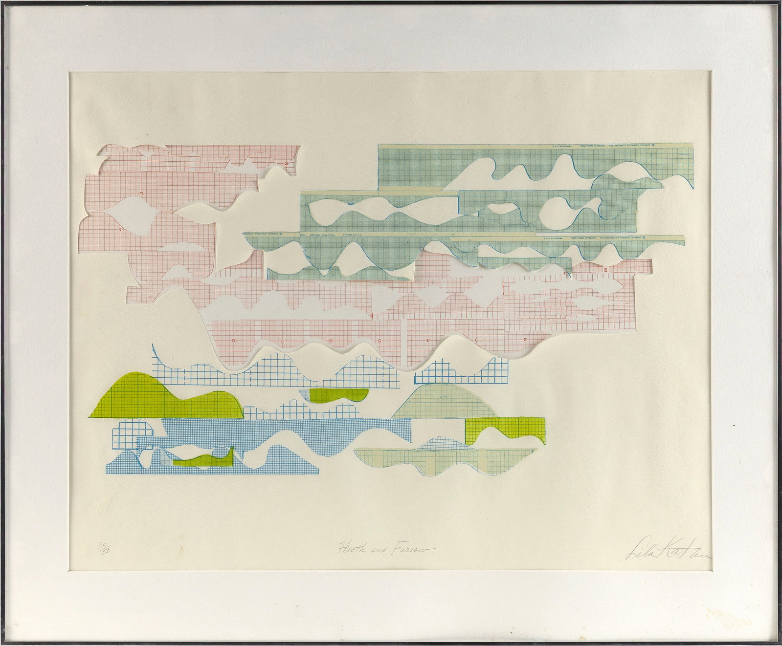 LILA PELL KATZEN (New York, 1932-1998), "Heath and Furrow"., Cut-out collage, 19" x 24" sight. (1 of 2)
