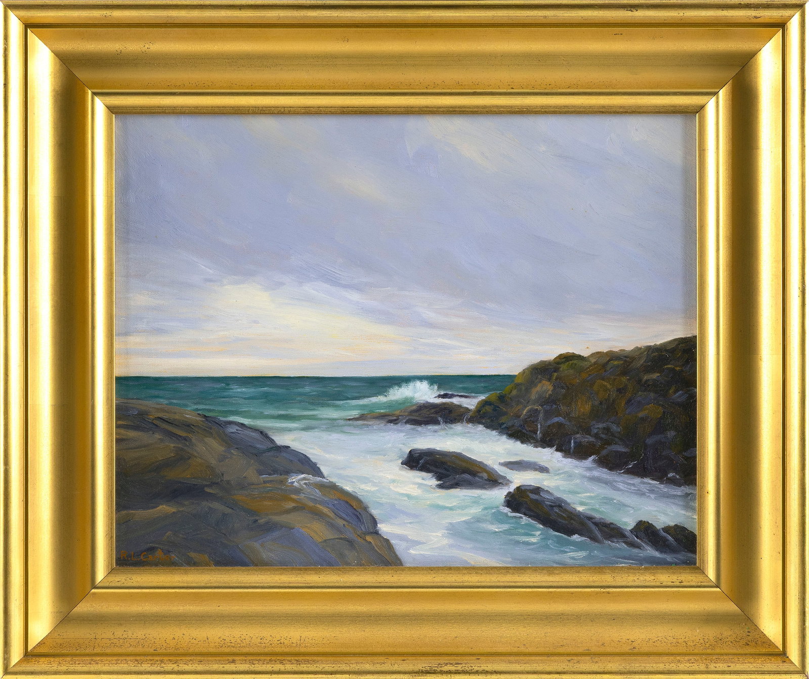 ROBERT L. CARTER (Massachusetts, Contemporary), Coastal landscape., Oil on canvas, 14" x 18". Framed (1 of 2)