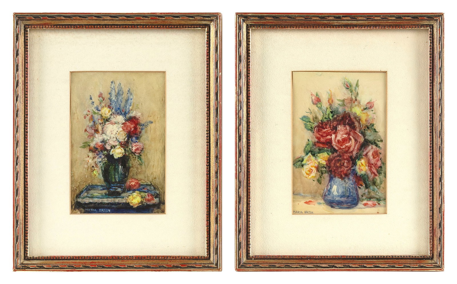 MARIA HAMPSHIRE EATON (England/Canada, fl. 1890-1937), Two views of floral arrangements., Mixed (1 of 2)