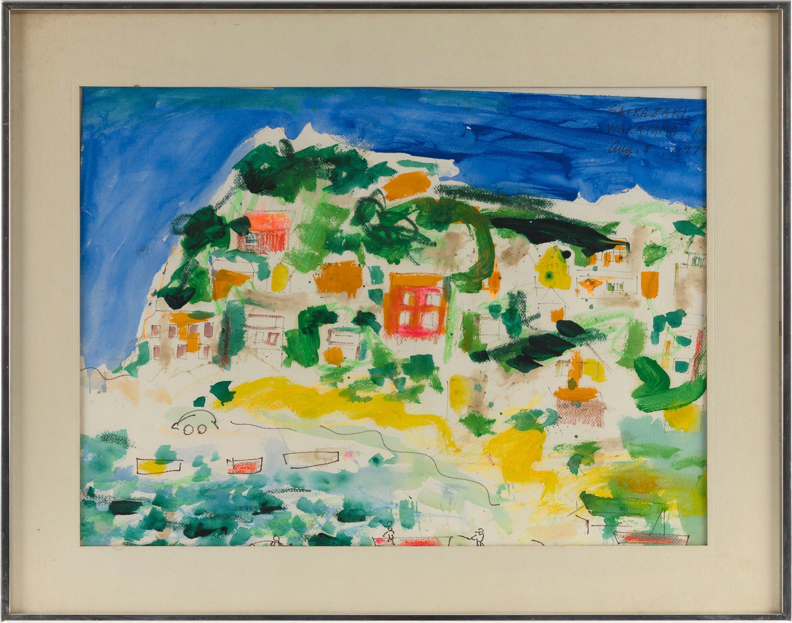 KENJI WAKAYAMA (Japan/Massachusetts, 1979-), Saikazaki., Watercolor, 16.5" x 22.5" sight. Framed: KENJI WAKAYAMA Japan/Massachusetts, 1979- Saikazaki. Signed upper right. Dated August 5, 1995. Watercolor, 16.5" x 22.5" sight. Framed 22.5" x 28.5".