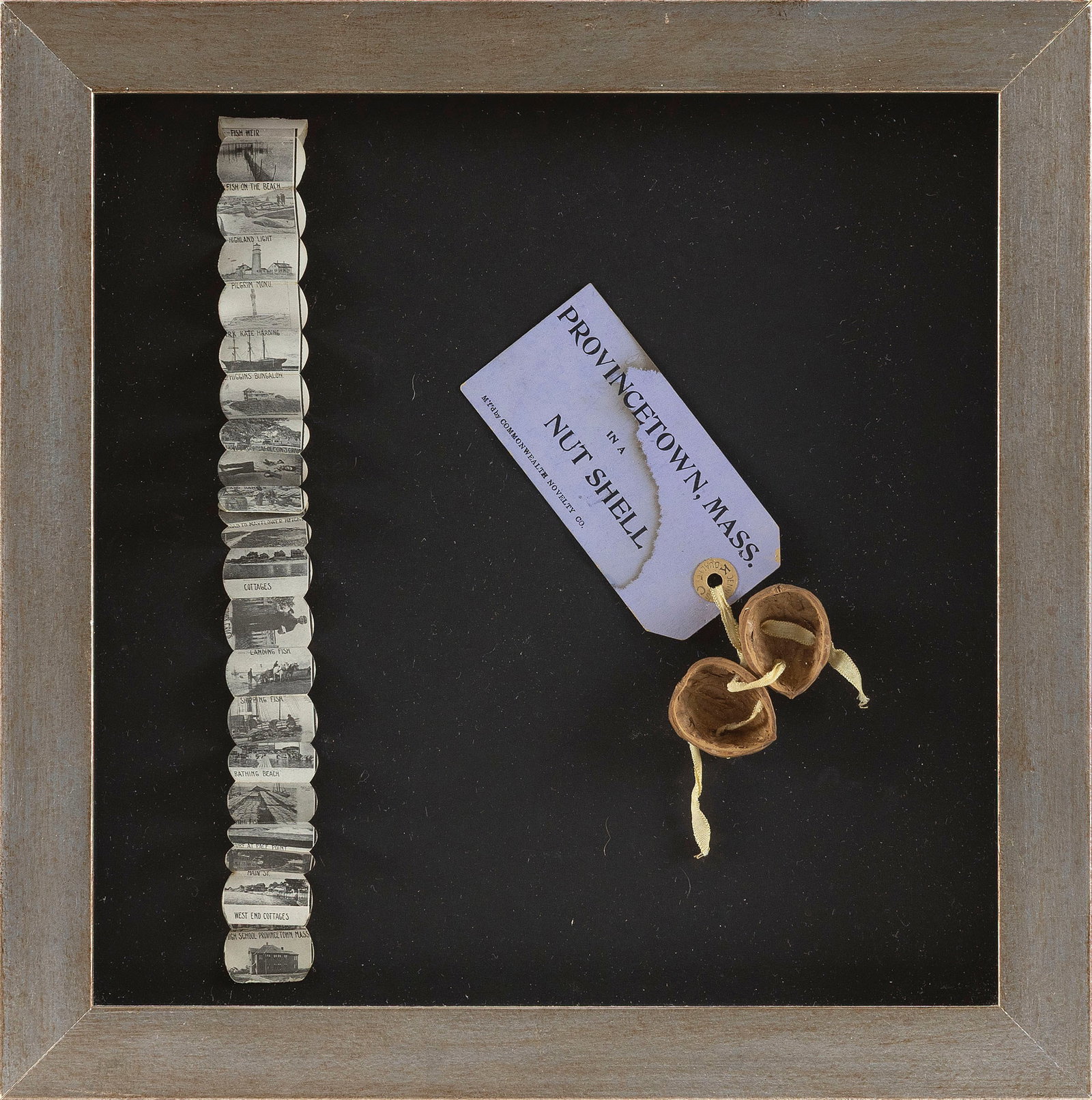 "PROVINCETOWN, MASS. IN A NUT SHELL" NOVELTY DIORAMA 20th Century Framed 14" x 14". (1 of 2)