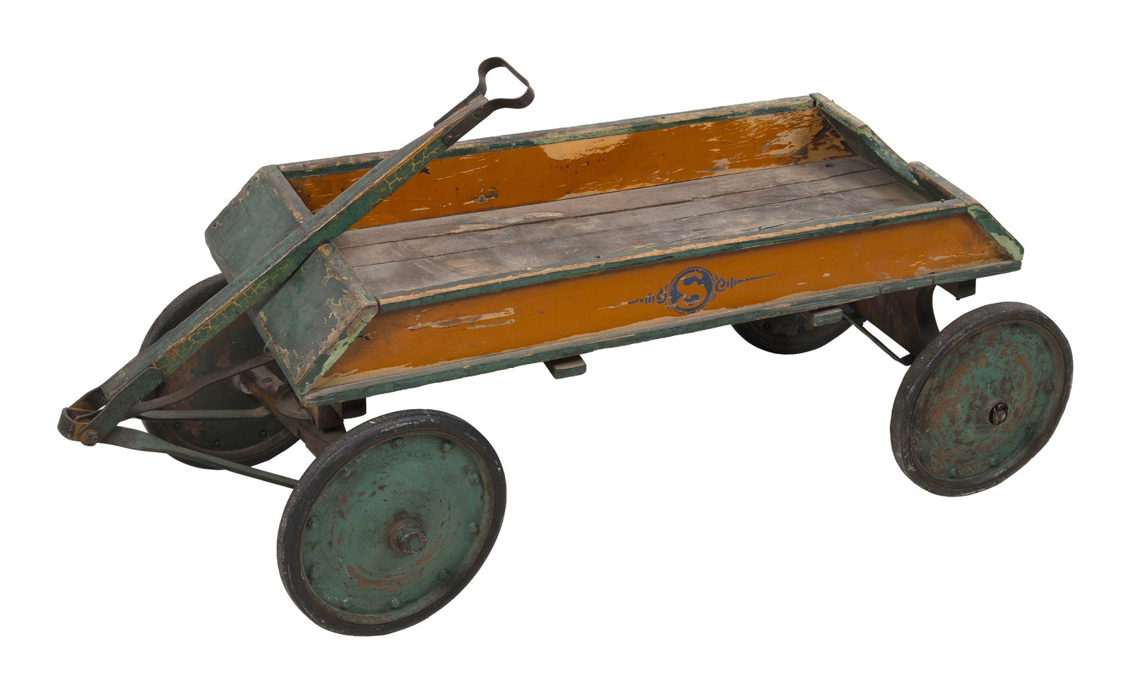 CHILD'S WOODEN WAGON Early 20th Century Length 46". (1 of 5)