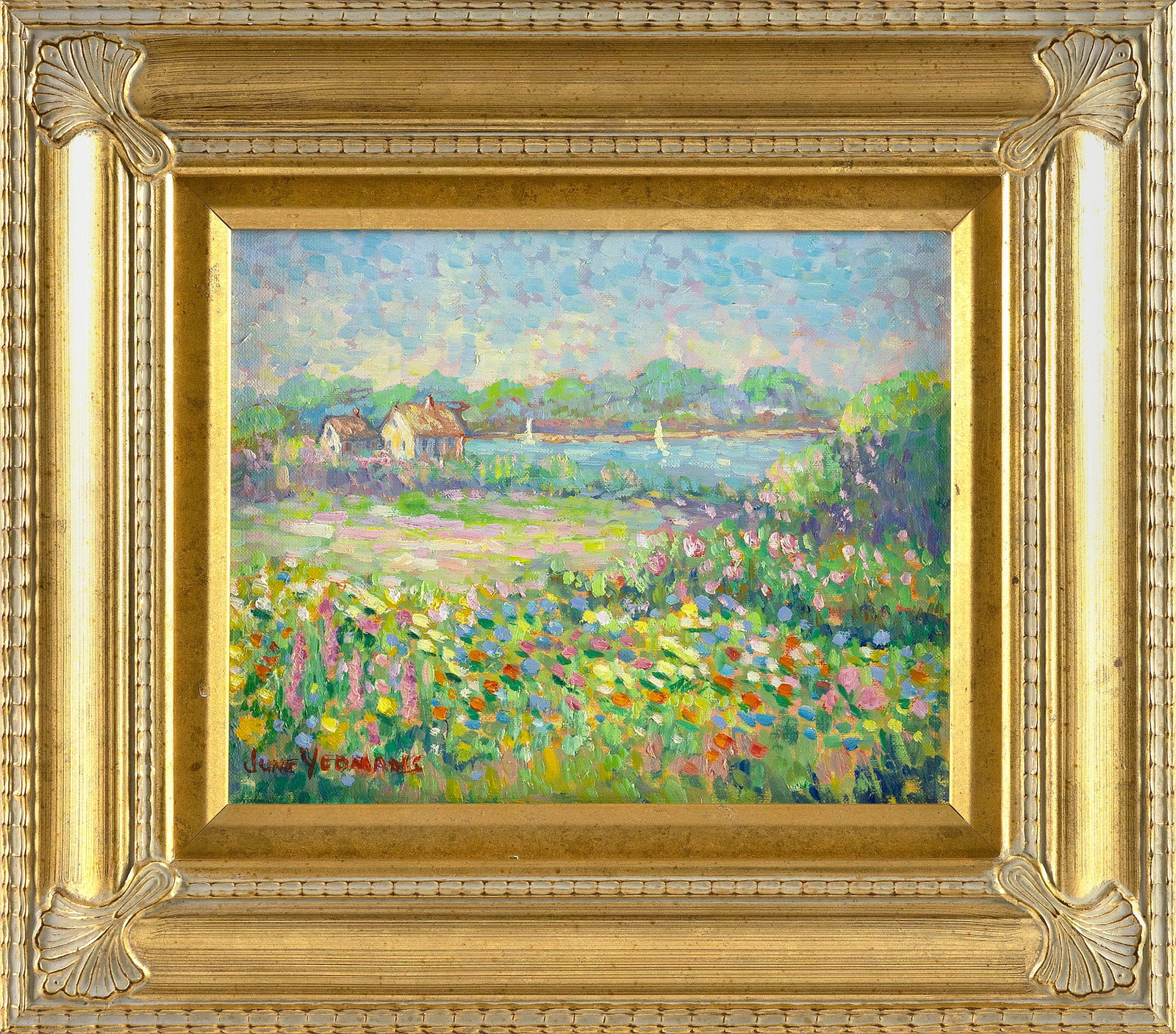 JUNE MARY KIDNEY-YEOMANS (Massachusetts, -2009), Spring landscape., Oil on canvas, 8" x 10". Framed (1 of 2)