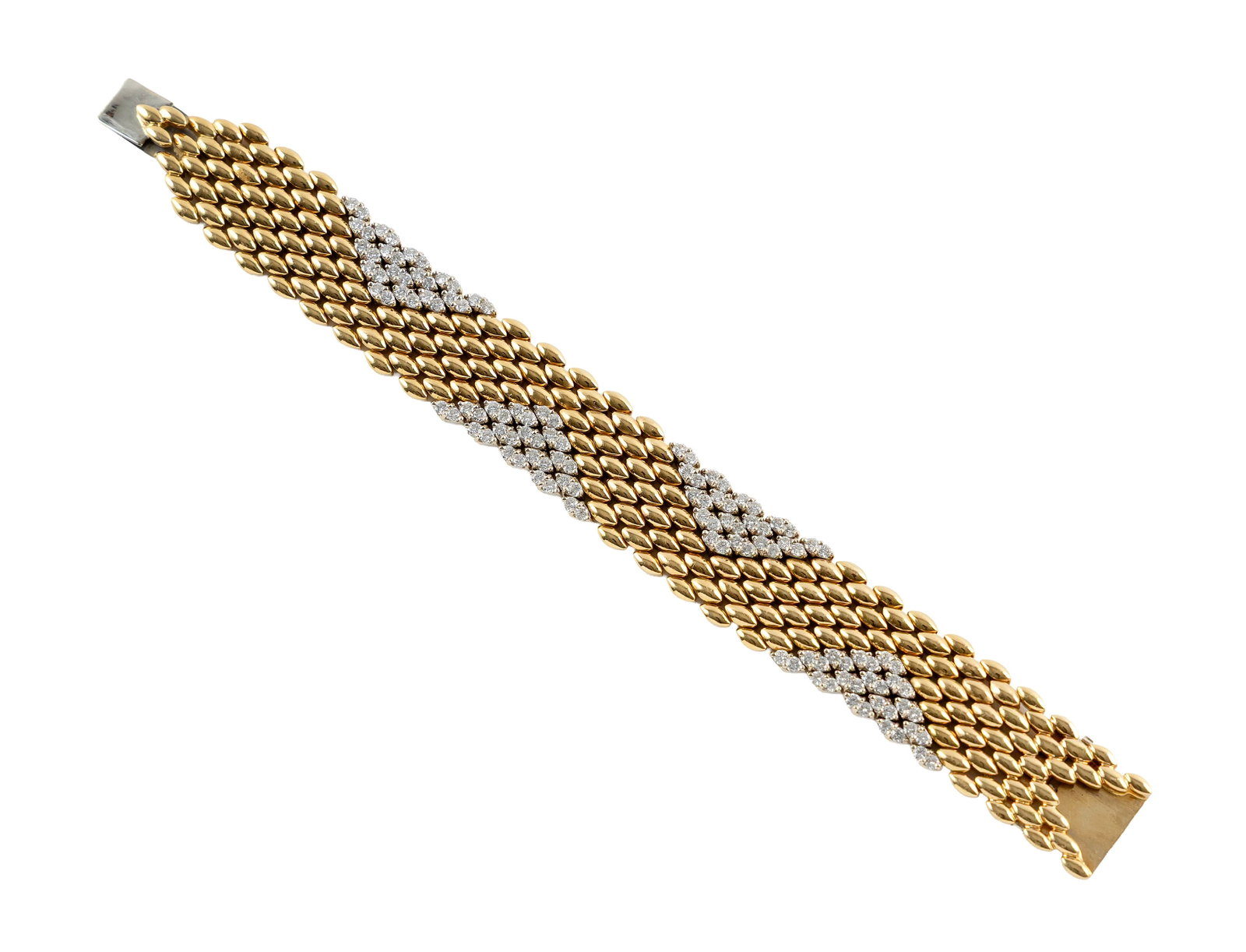 18KT YELLOW AND WHITE GOLD AND DIAMOND FLEXIBLE LINK BRACELET Approx. 40.8 total dwt. (1 of 1)