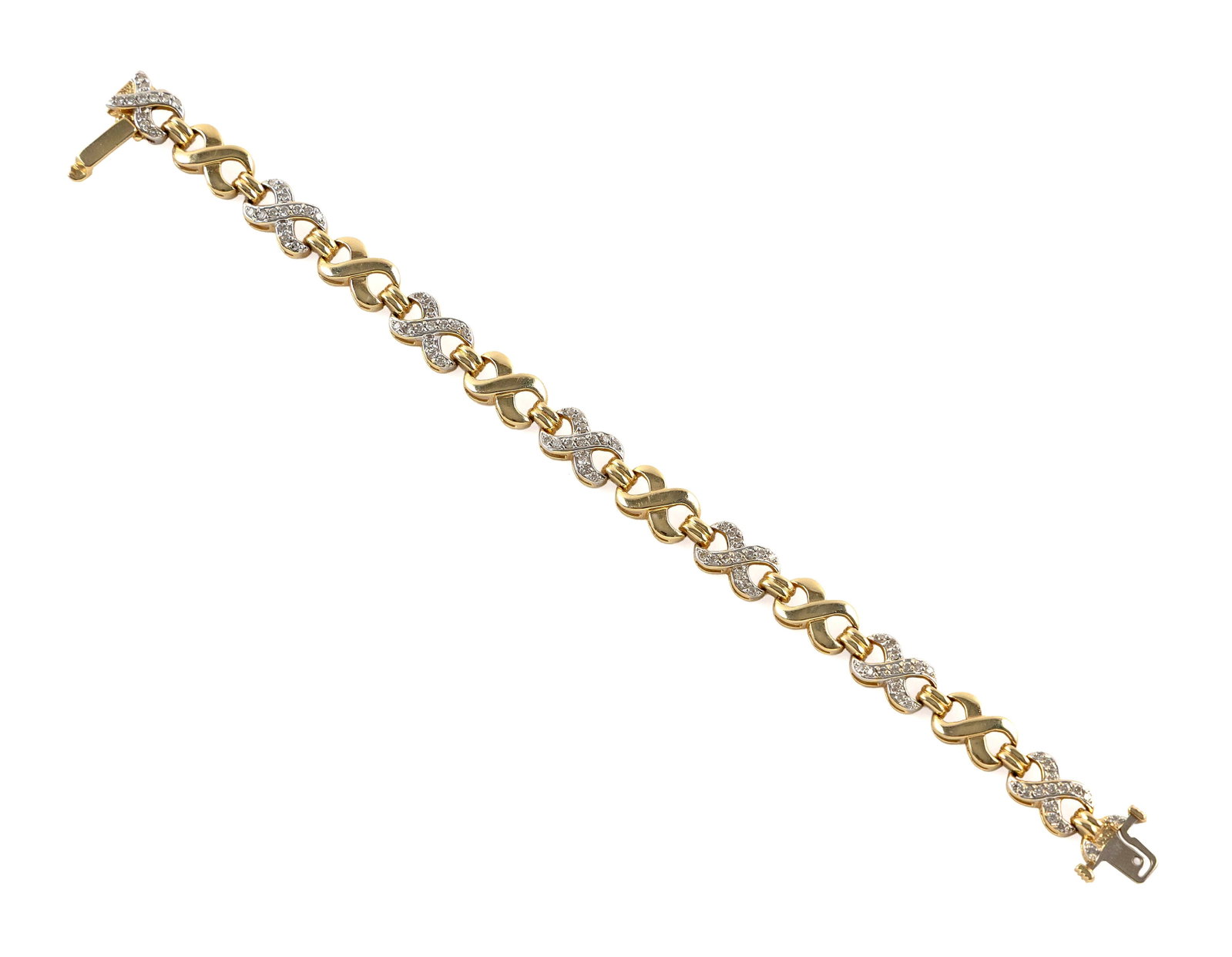 14KT YELLOW GOLD AND DIAMOND LINK BRACELET Approx. 20.2 total dwt. (1 of 1)