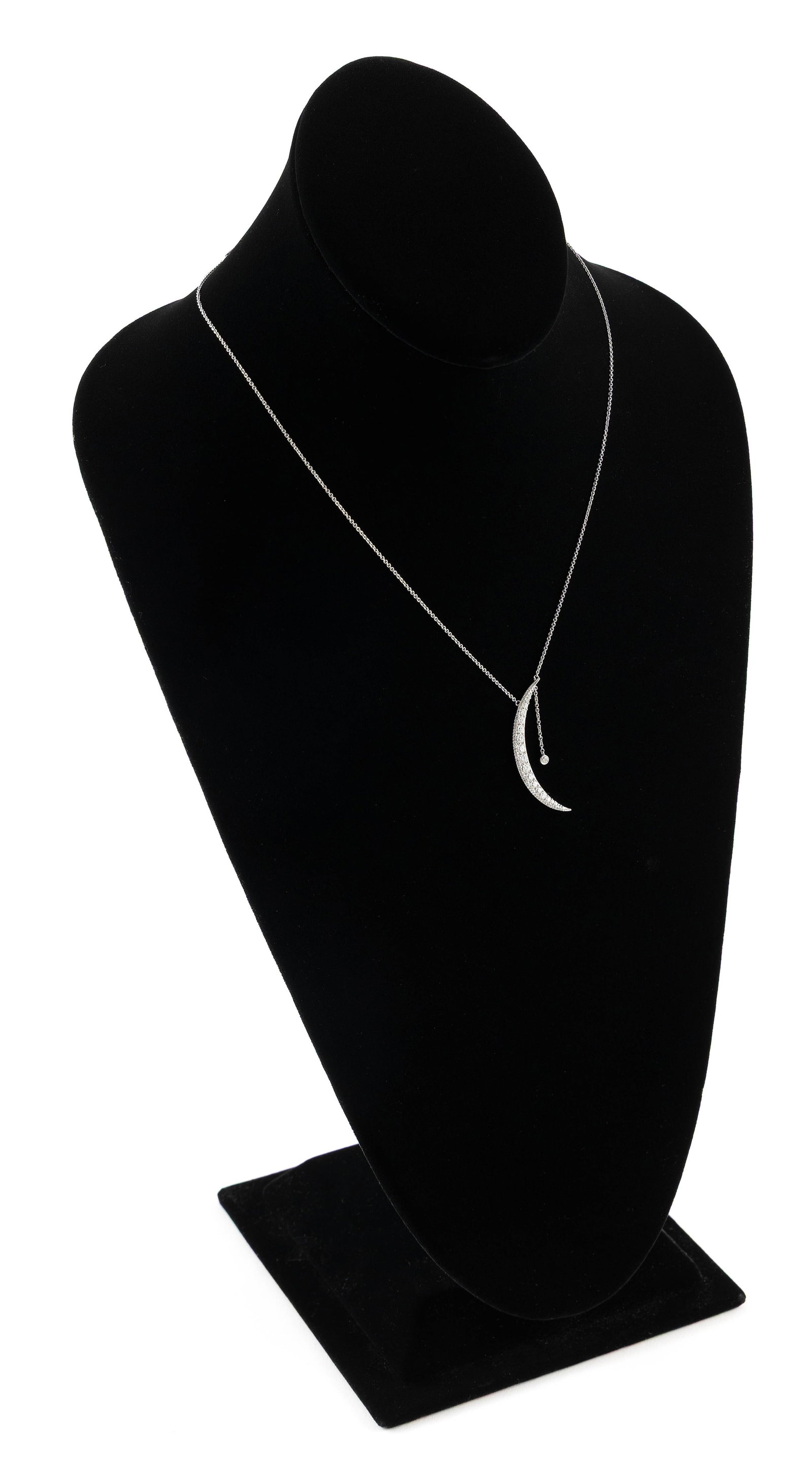 NIGAAM 18KT WHITE GOLD AND DIAMOND CRESCENT PENDANT ON CHAIN Approx. 2.9 total dwt. (1 of 2)