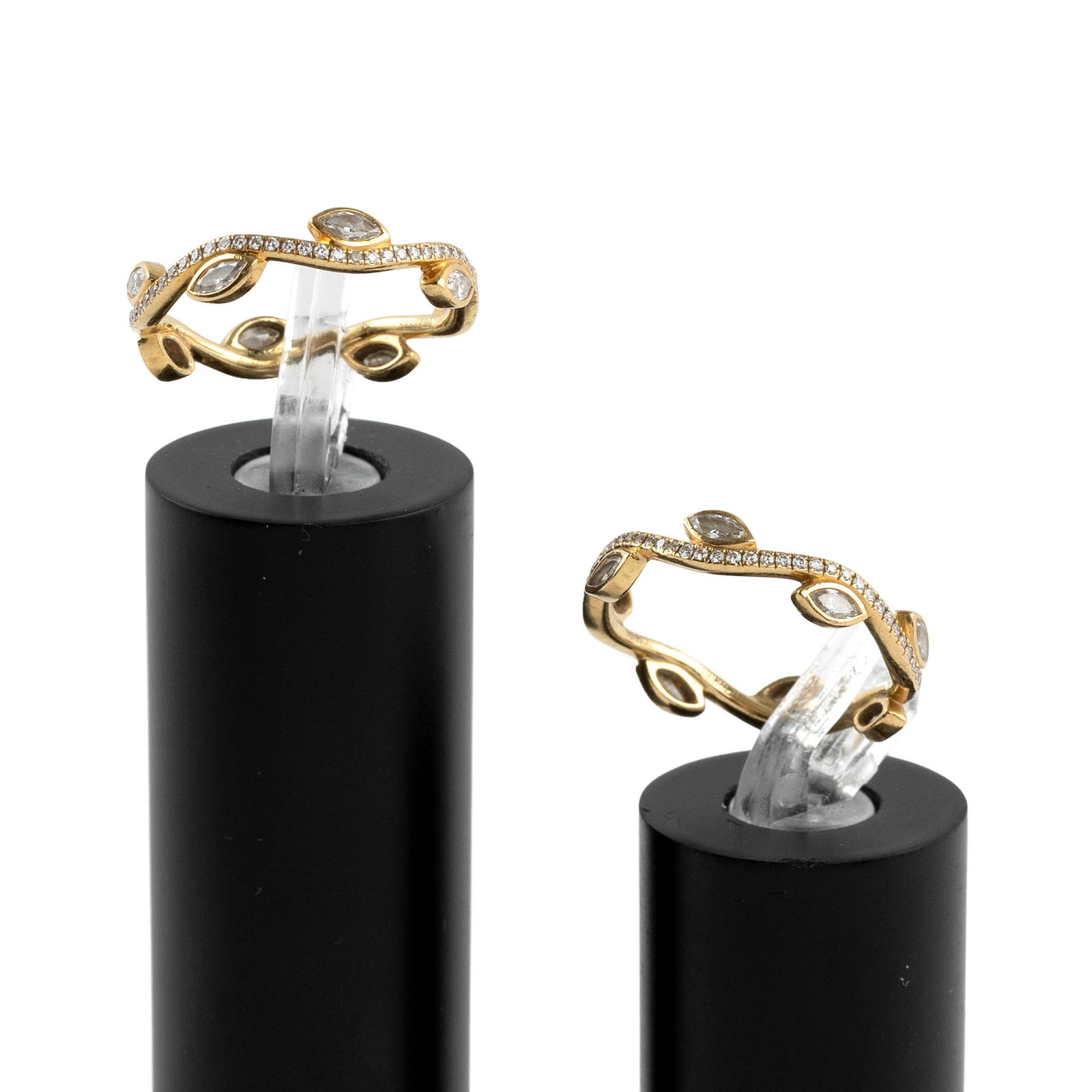 TWO DE BEERS 18KT YELLOW GOLD AND DIAMOND MATCHING ETERNITY BANDS Approx. 3.6 total dwt.