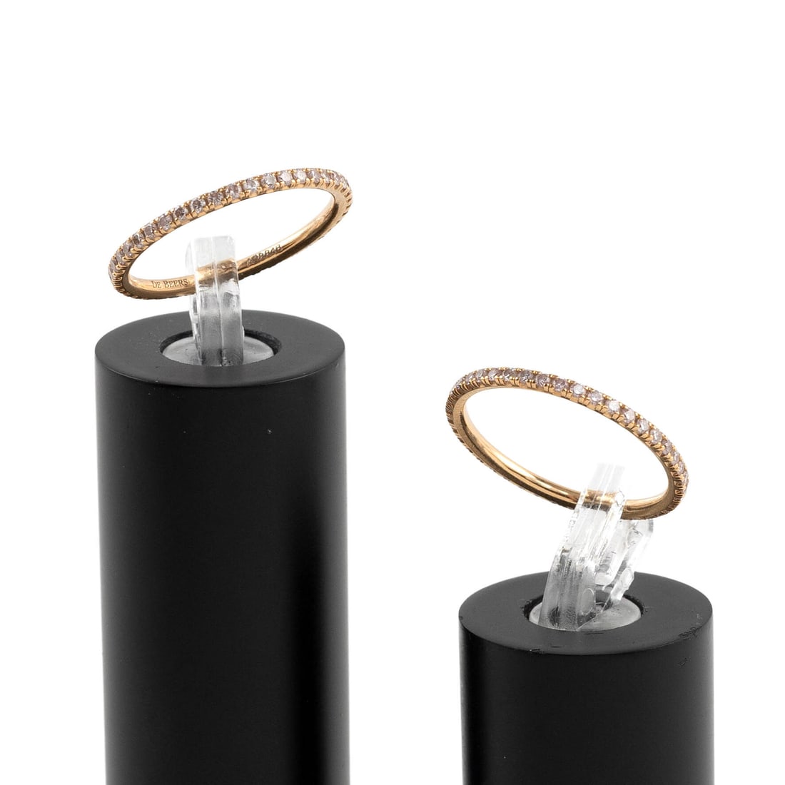 TWO DE BEERS 18KT YELLOW GOLD AND DIAMOND MATCHING ETERNITY BANDS Approx. 1.8 total dwt.