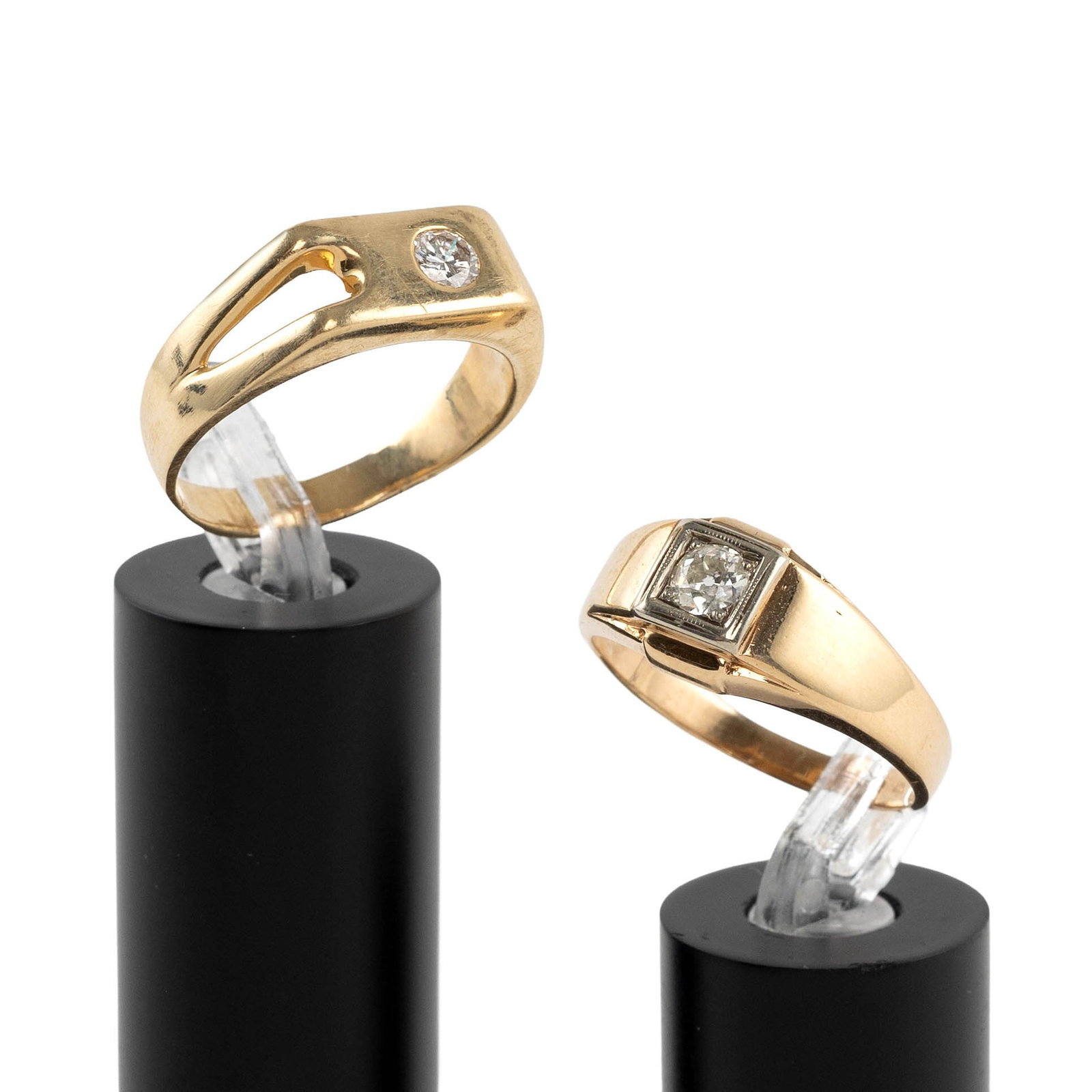TWO 14KT YELLOW GOLD AND DIAMOND RINGS Approx. 7.5 total dwt.