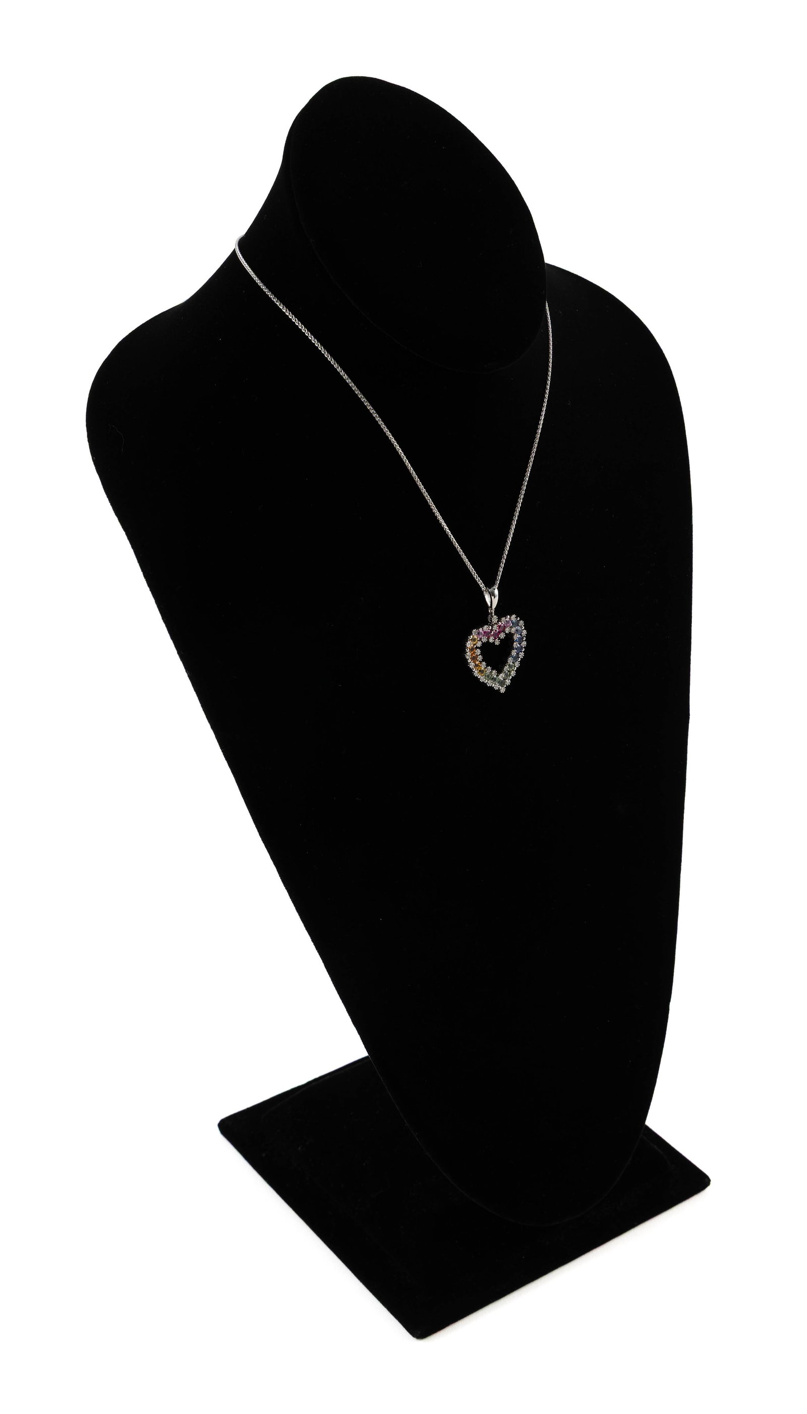 14KT WHITE GOLD, DIAMOND AND MULTICOLOR TOPAZ HEART-SHAPED PENDANT ON 14KT WHITE GOLD CHAIN Approx. (1 of 2)
