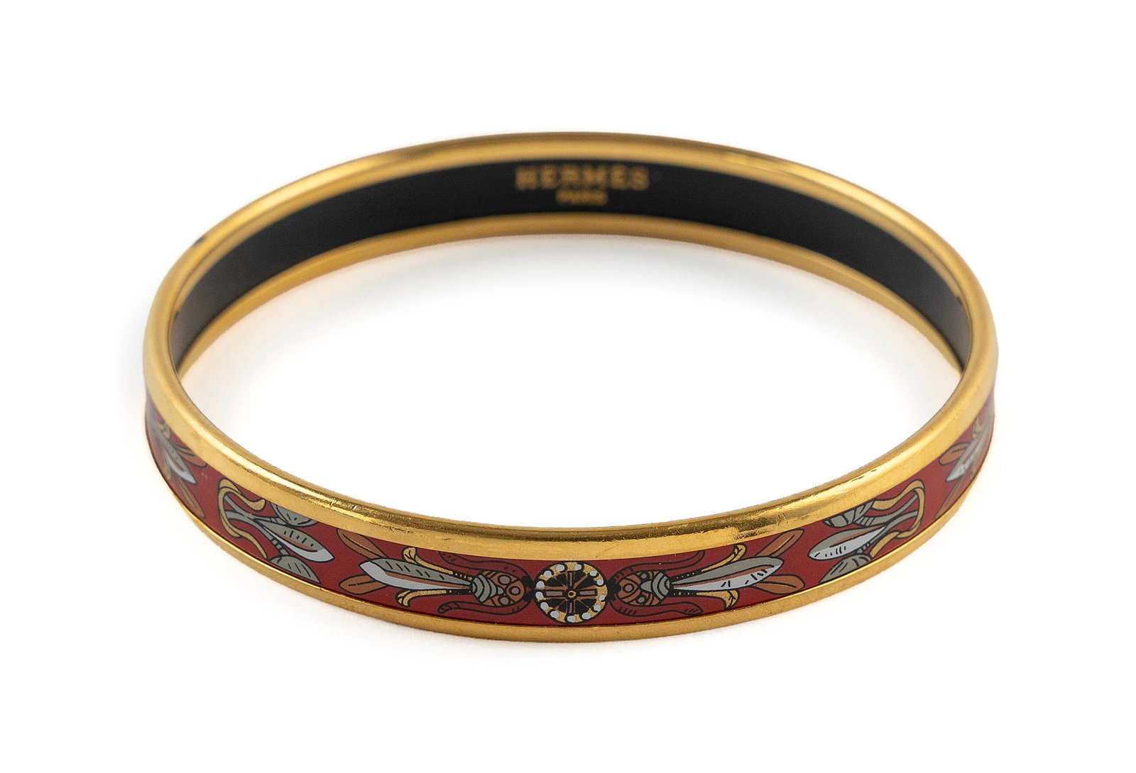 HERMES GOLD PLATED AND ENAMELED BANGLE BRACELET Approx. 13.2 total dwt. (1 of 1)