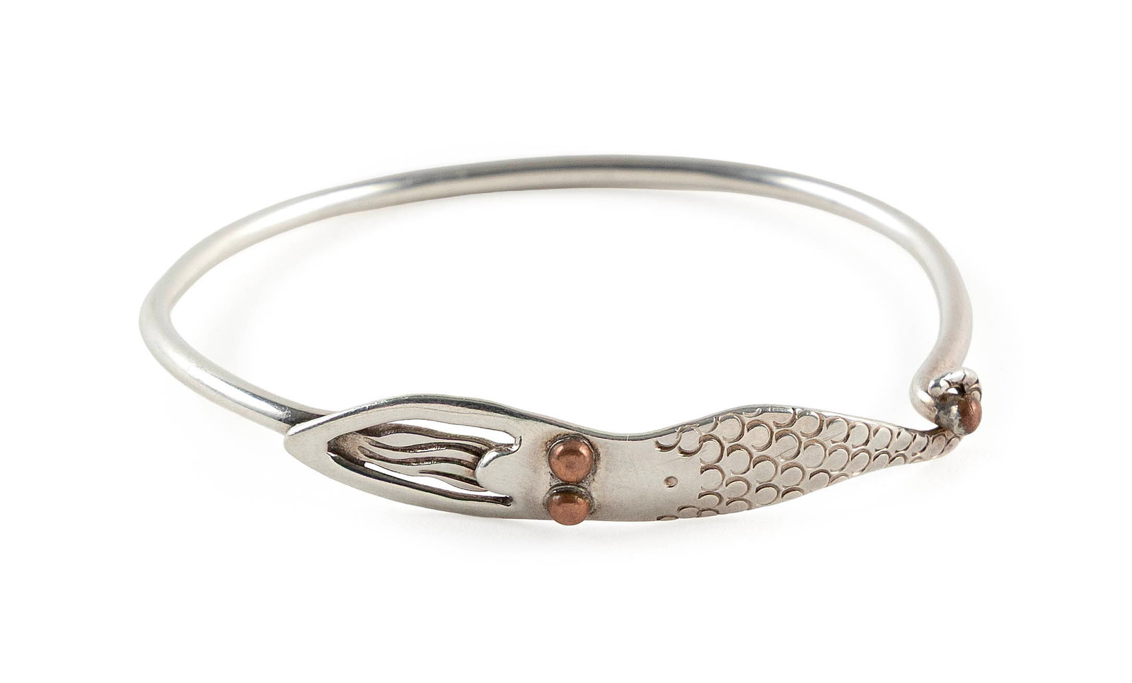 J. PALINO STERLING SILVER AND COPPER MERMAID BANGLE BRACELET Cape Cod, Contemporary Approx. 7.0