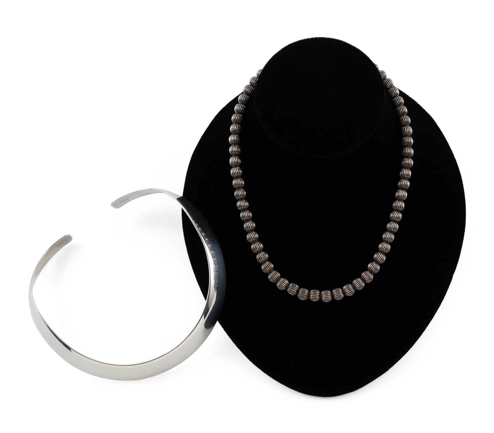 TWO STERLING SILVER NECKLACES Approx. 44.1 total dwt. (1 of 3)