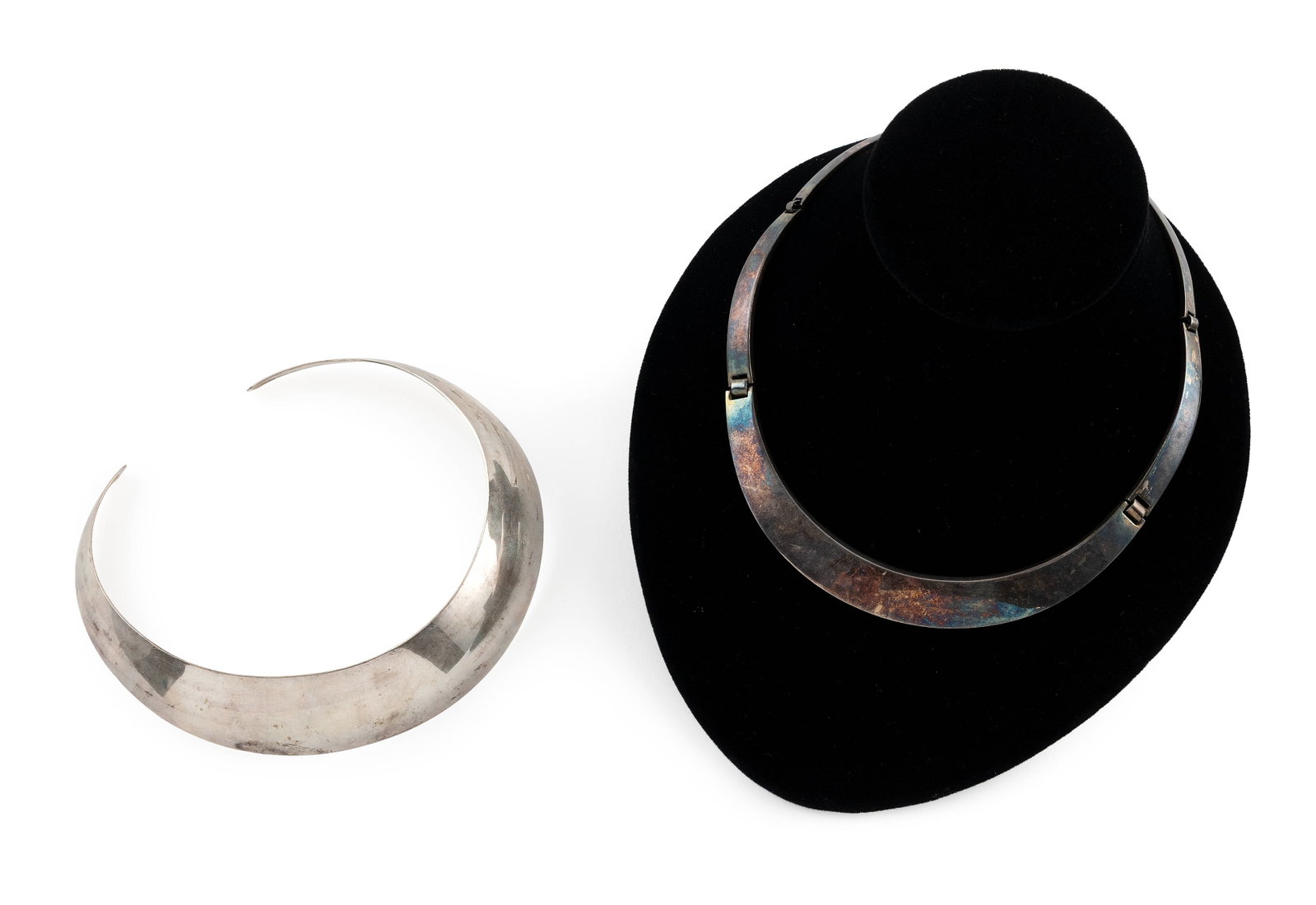 TWO STERLING SILVER TAPERED COLLARS Approx. 106.8 total dwt. (1 of 3)