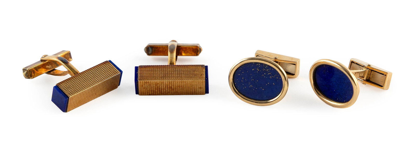 TWO PAIR OF 14KT YELLOW GOLD AND LAPIS LAZULI CUFFLINKS Approx. 14.2 total dwt. (1 of 1)