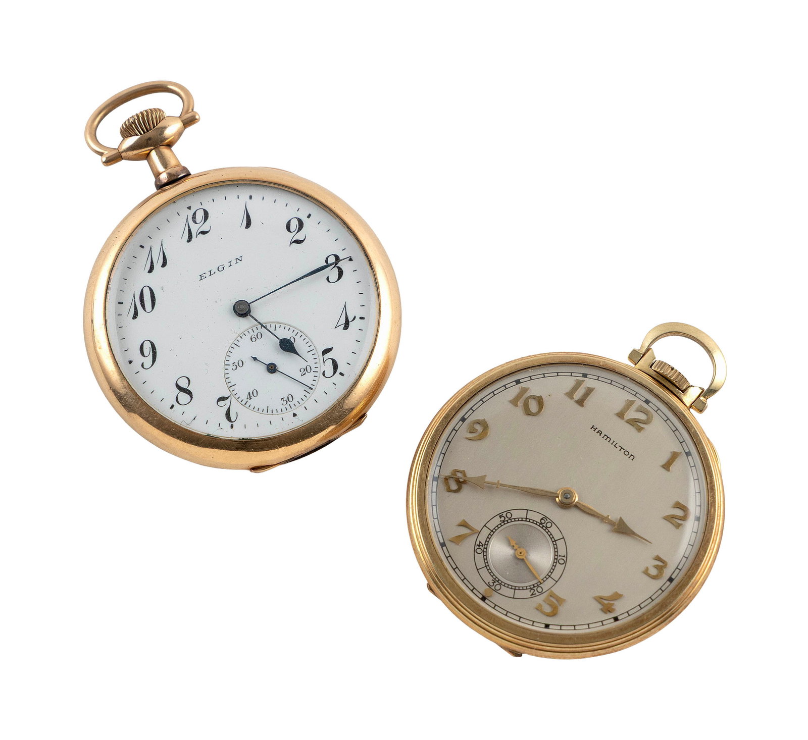 TWO 14KT YELLOW GOLD FILLED POCKET WATCHES Approx. 70.0 approx. dwt. (1 of 2)