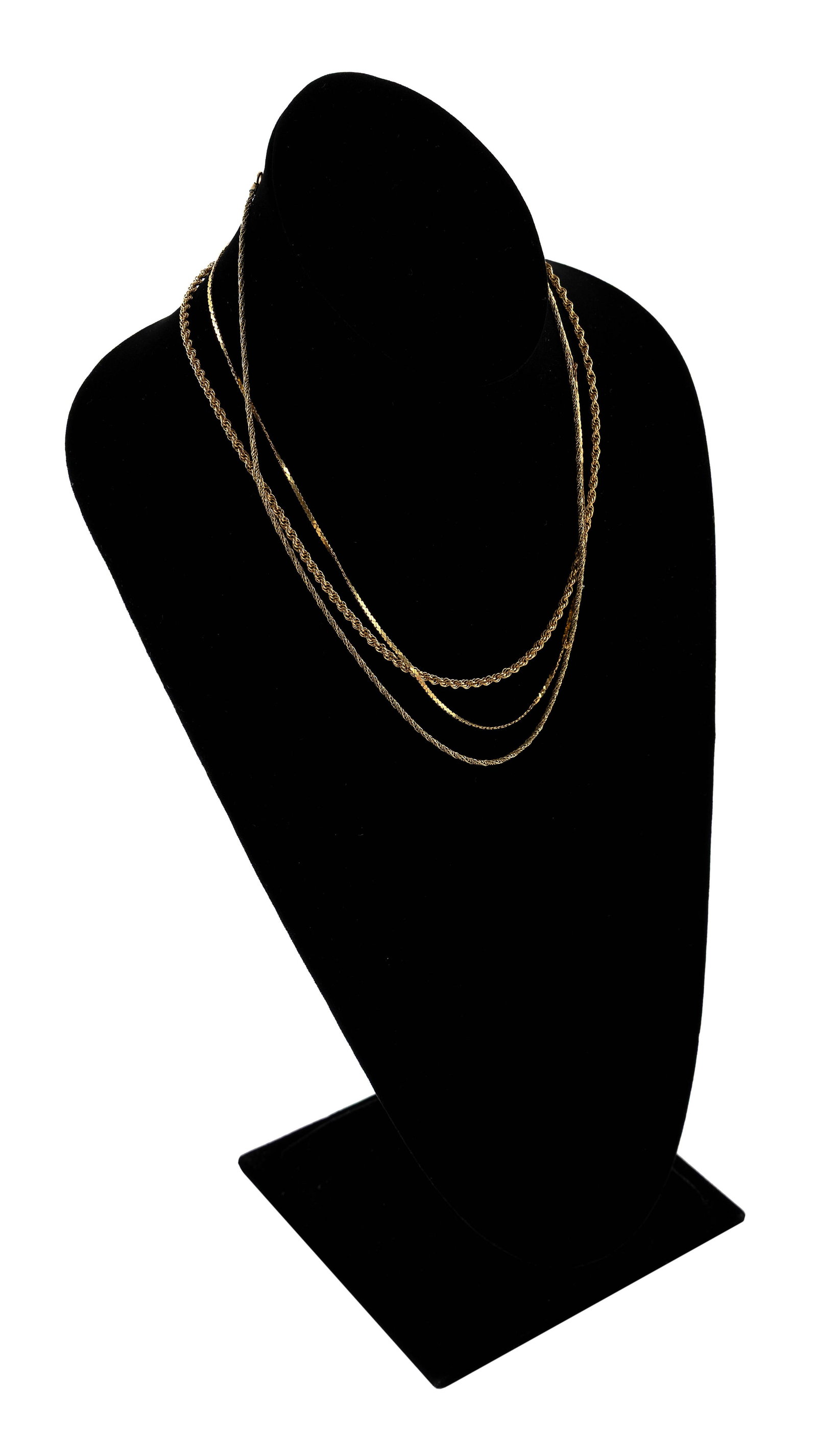 THREE 14KT YELLOW GOLD CHAINS Approx. 8.1 total dwt. (1 of 2)