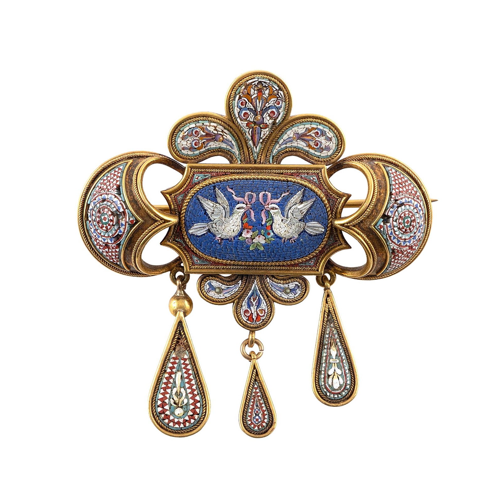 VINTAGE 18KT YELLOW GOLD ITALIAN MICROMOSAIC BROOCH Approx. 17.0 total dwt. (1 of 1)