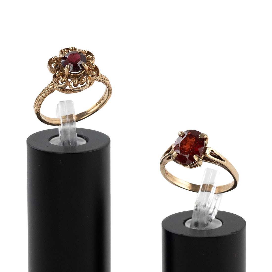 TWO 14KT YELLOW GOLD AND GARNET RINGS Approx. 3.1 total dwt.
