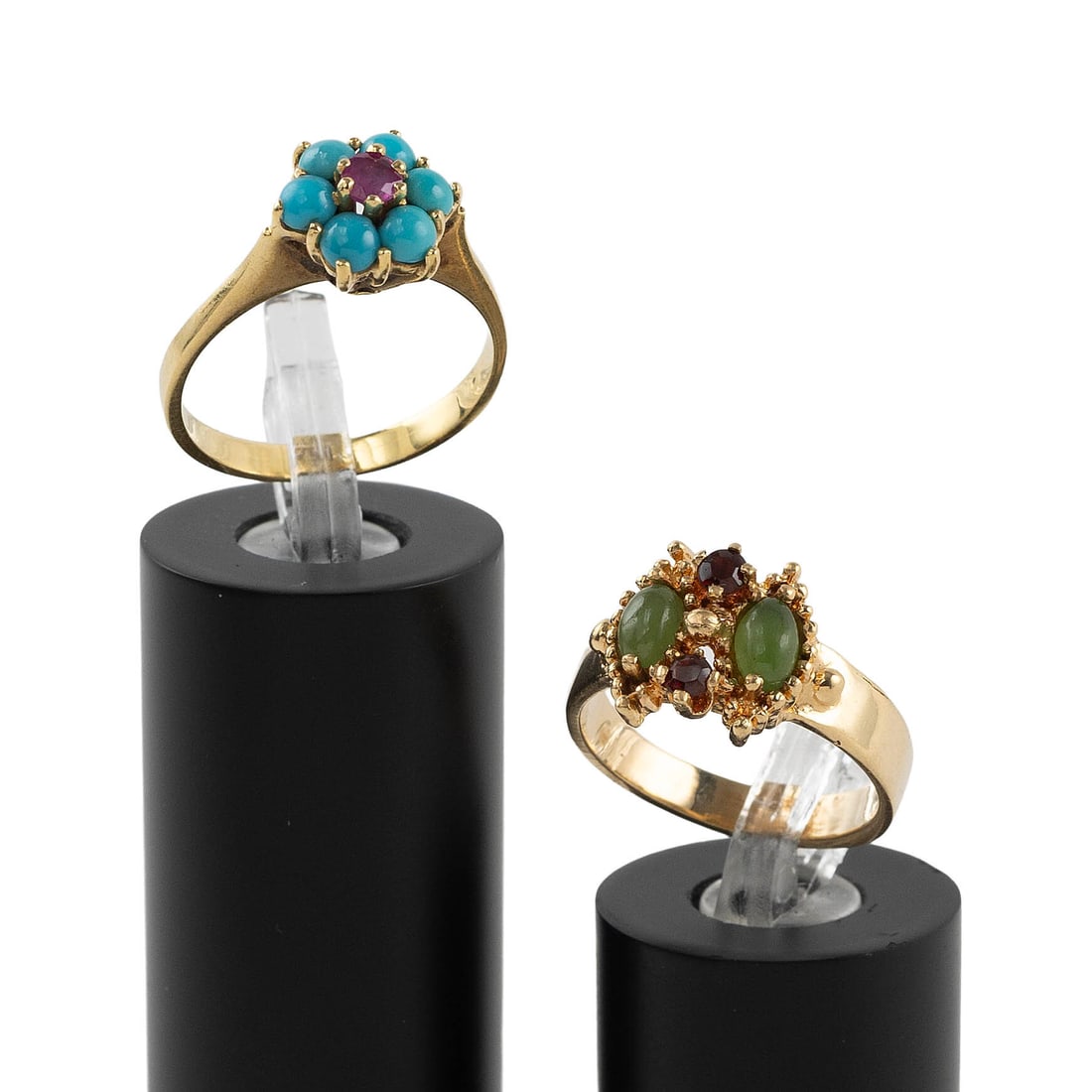 TWO 14KT YELLOW GOLD AND STONE RINGS Approx. 4.9 total dwt.