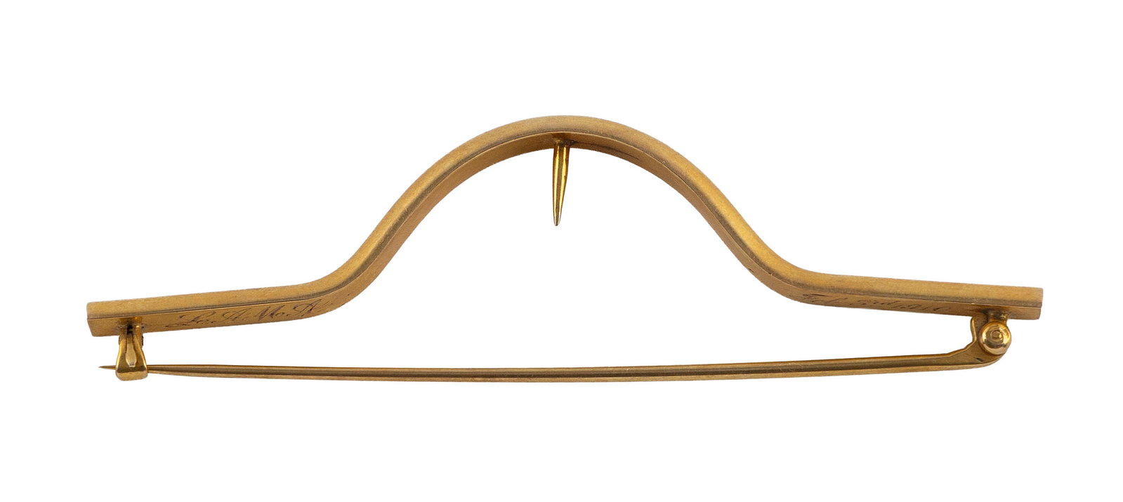 VINTAGE 14KT YELLOW GOLD SCARF PIN Approx. 5.3 total dwt.: VINTAGE 14KT YELLOW GOLD SCARF PIN Bow design. Approx. 1" x 3" x 5.0mm. Approx. 5.3 total dwt.