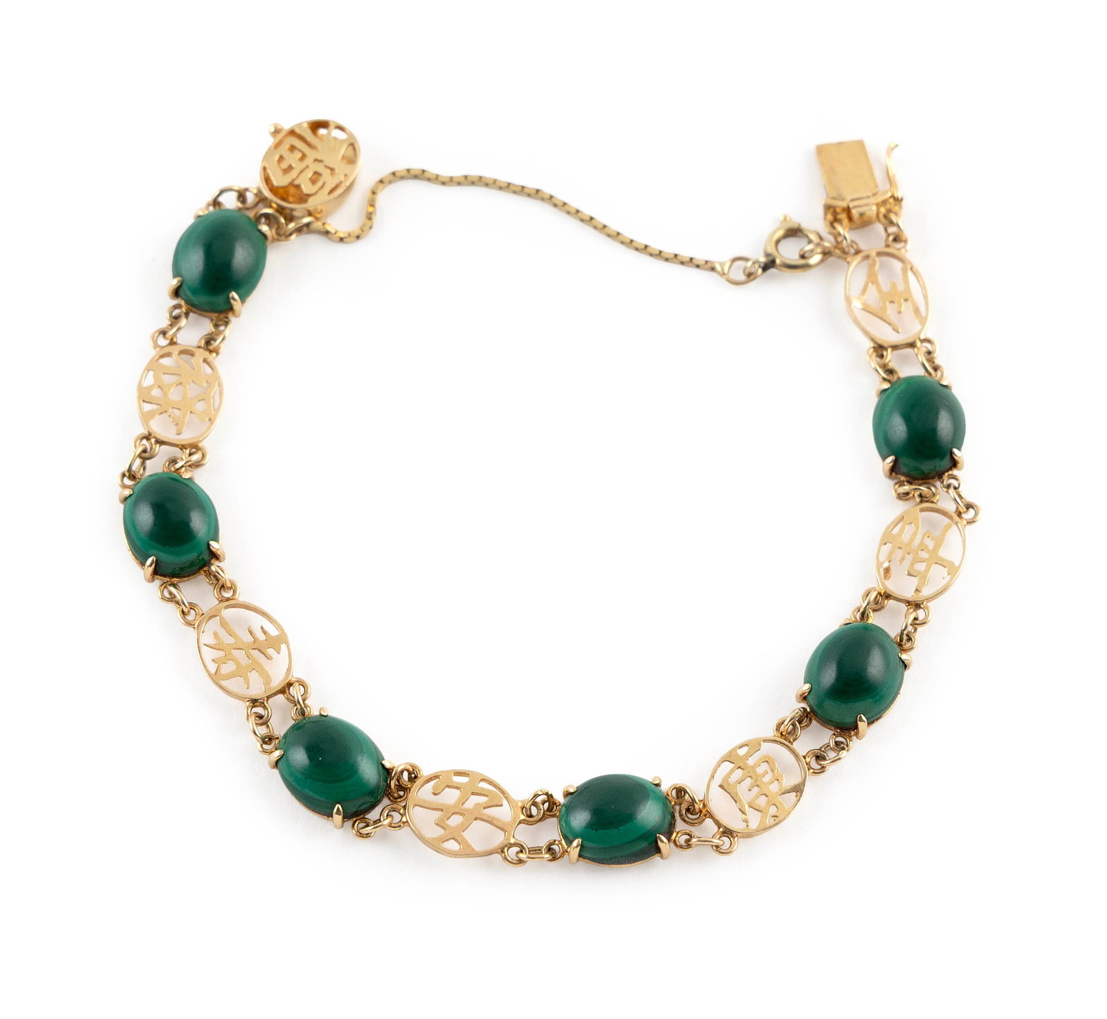 14KT YELLOW GOLD AND MALACHITE BRACELET Approx. 6.4 total dwt. (1 of 1)