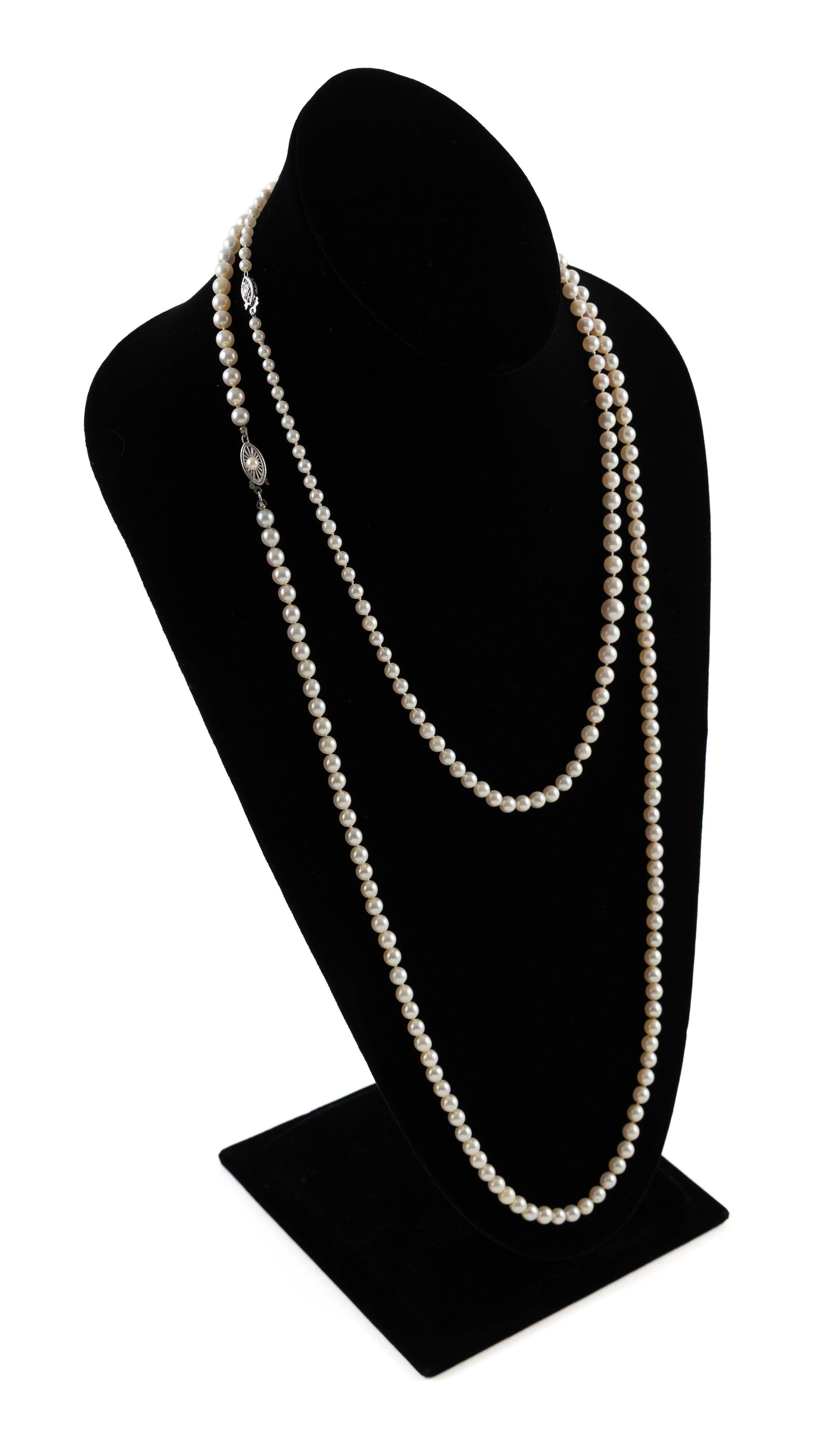 TWO 14KT WHITE GOLD AND CULTURED PEARL NECKLACES (1 of 2)