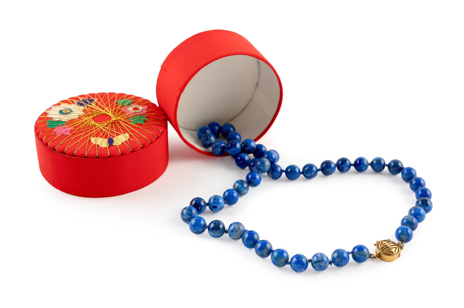 GUMP'S 14KT YELLOW GOLD AND LAPIS LAZULI NECKLACE 20th Century Length 17". (1 of 1)