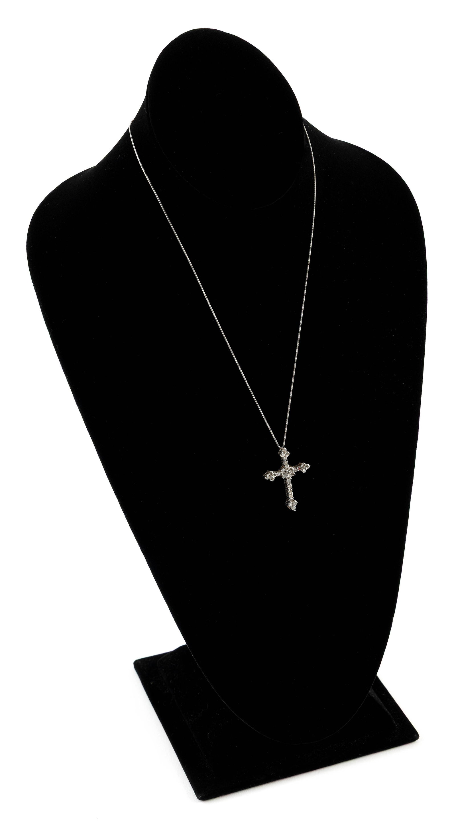 14KT WHITE GOLD AND DIAMOND CROSS PENDANT ON CHAIN Approx. 3.7 total dwt. (1 of 2)