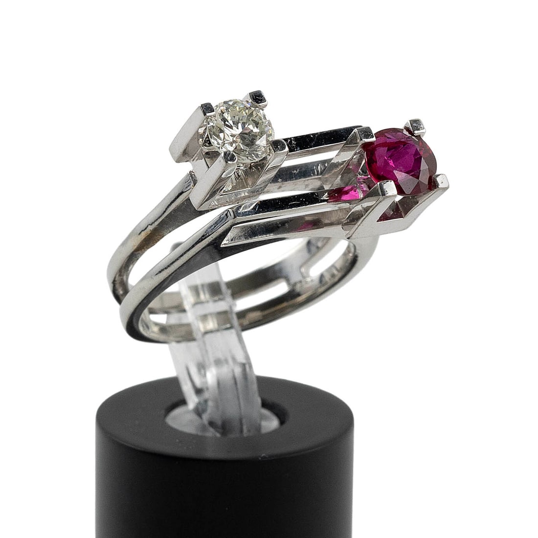 18KT WHITE GOLD, DIAMOND AND RUBY RING Approx. 4.7 total dwt. (1 of 2)
