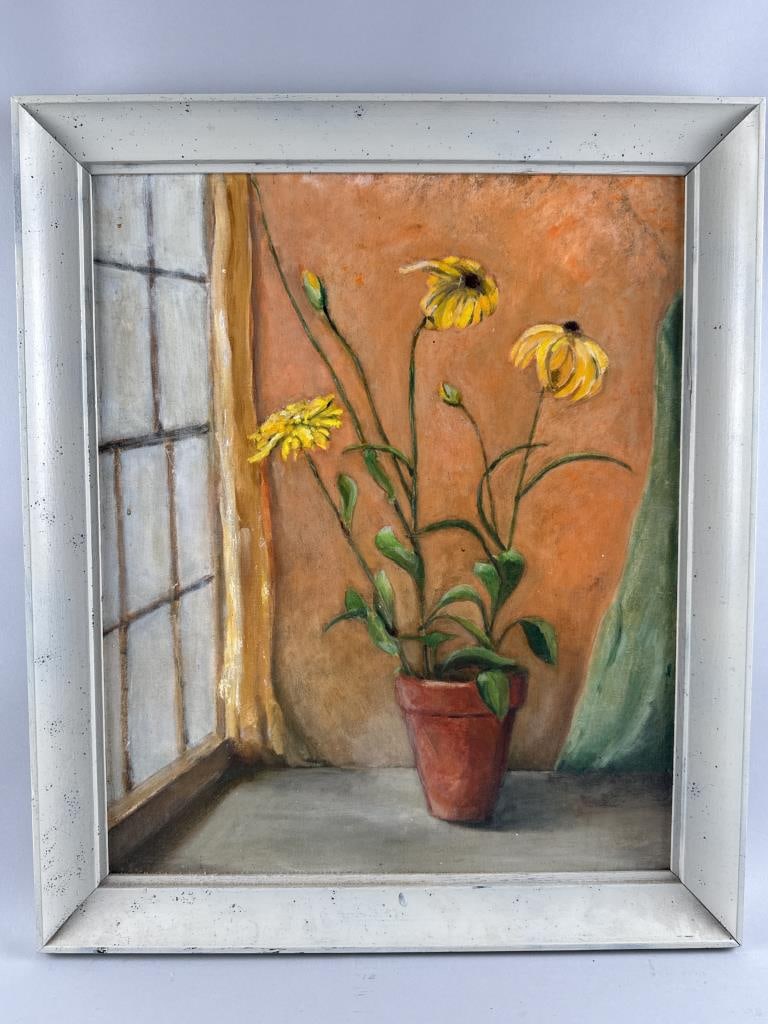 HENDERSON MATTHEWS (New York, 20th Century), Still life of black-eyed Susans., Oil on board, 24" x (1 of 2)