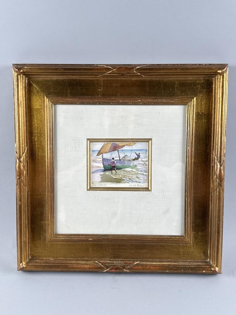 AMERICAN SCHOOL (20th Century,), "Vela Lantina [sic]", Watercolor and gouache on paper, 3.75" x 4.5" (1 of 2)